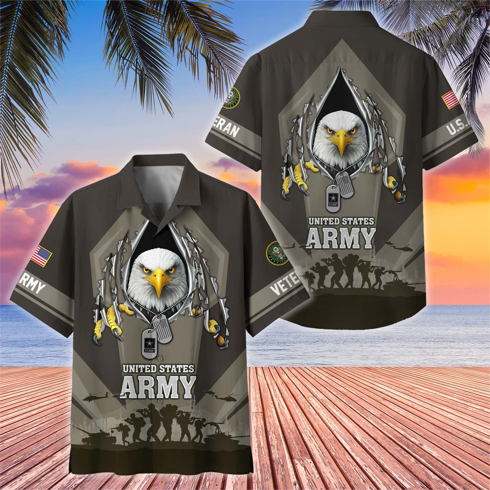 Premium US Veterans Hawaiian Shirt, Gifts For US Veterans, Gifts On Veterans Day.