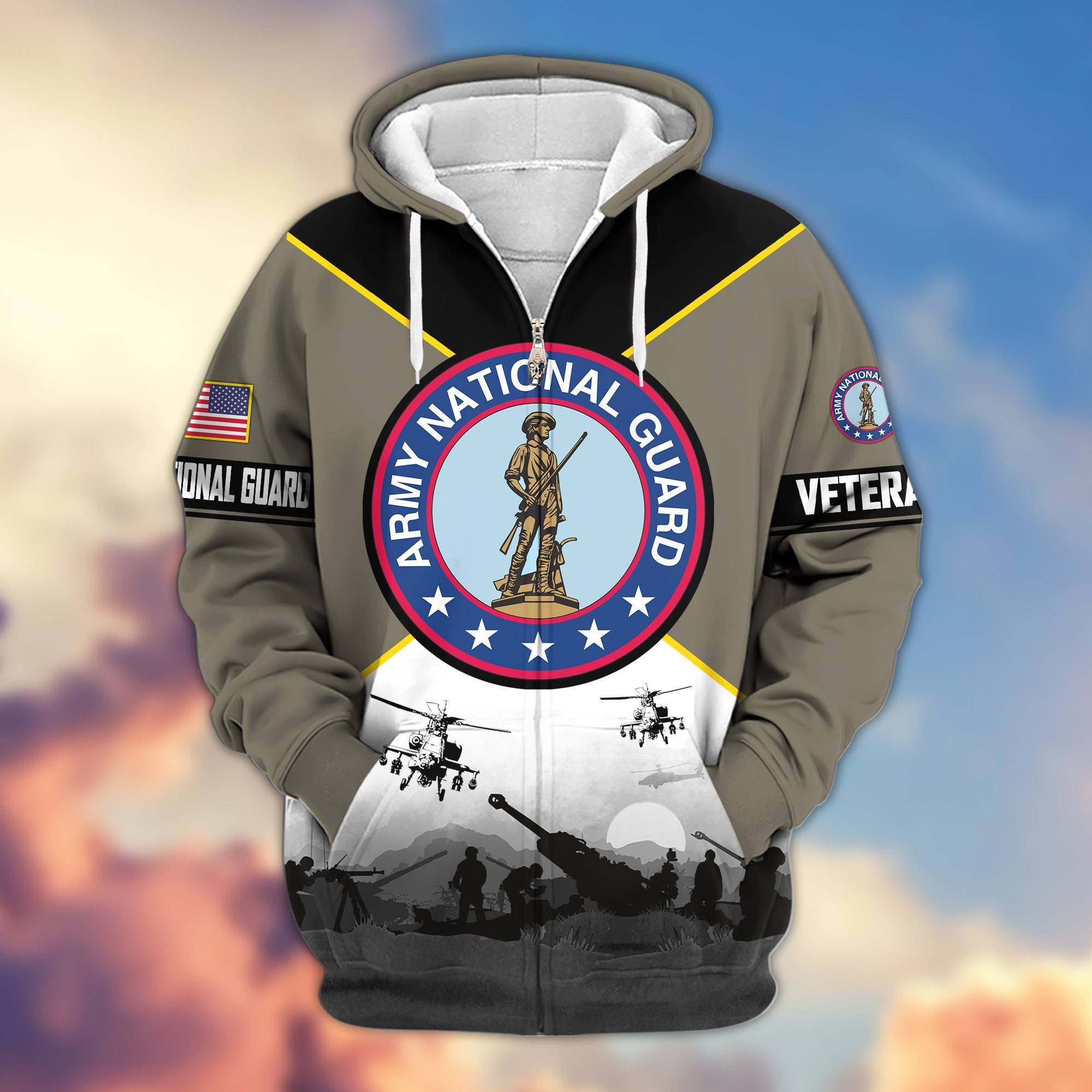 Premium US Veterans Zip Hoodie, Gifts For US Veterans, Gifts On Father's Day, Veterans Day.