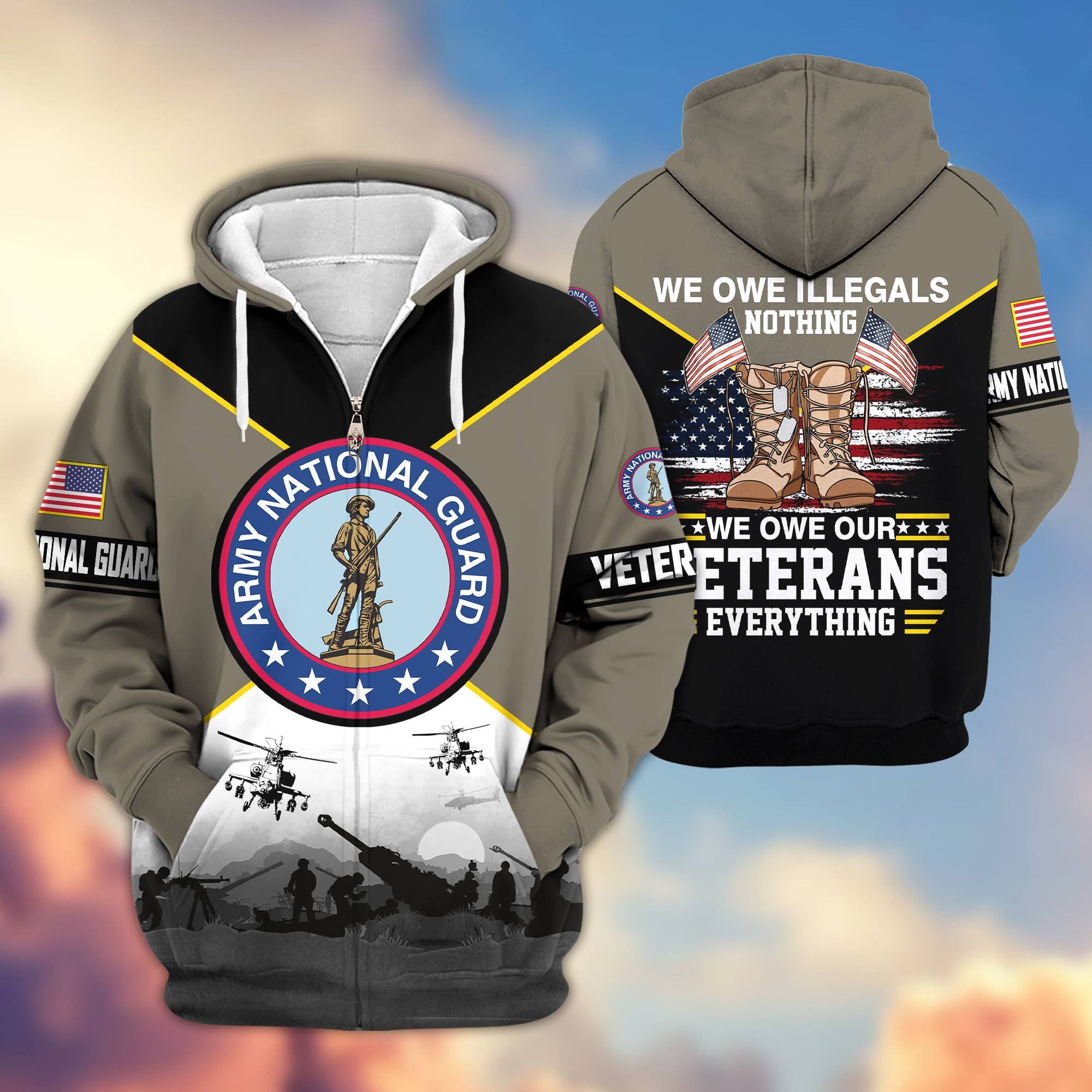 Premium US Veterans Zip Hoodie, Gifts For US Veterans, Gifts On Father's Day, Veterans Day.