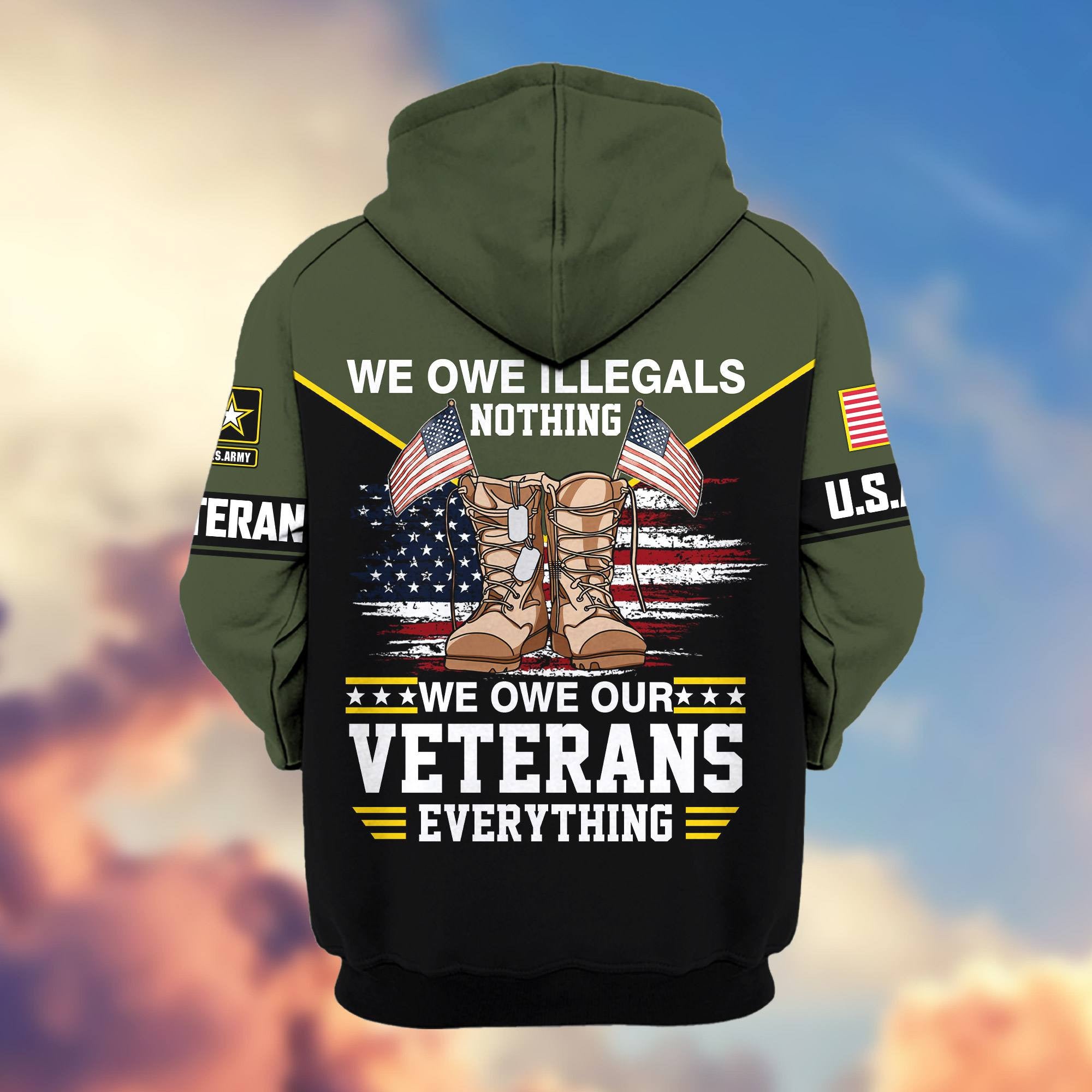 Premium US Veterans Zip Hoodie, Gifts For US Veterans, Gifts On Father's Day, Veterans Day.