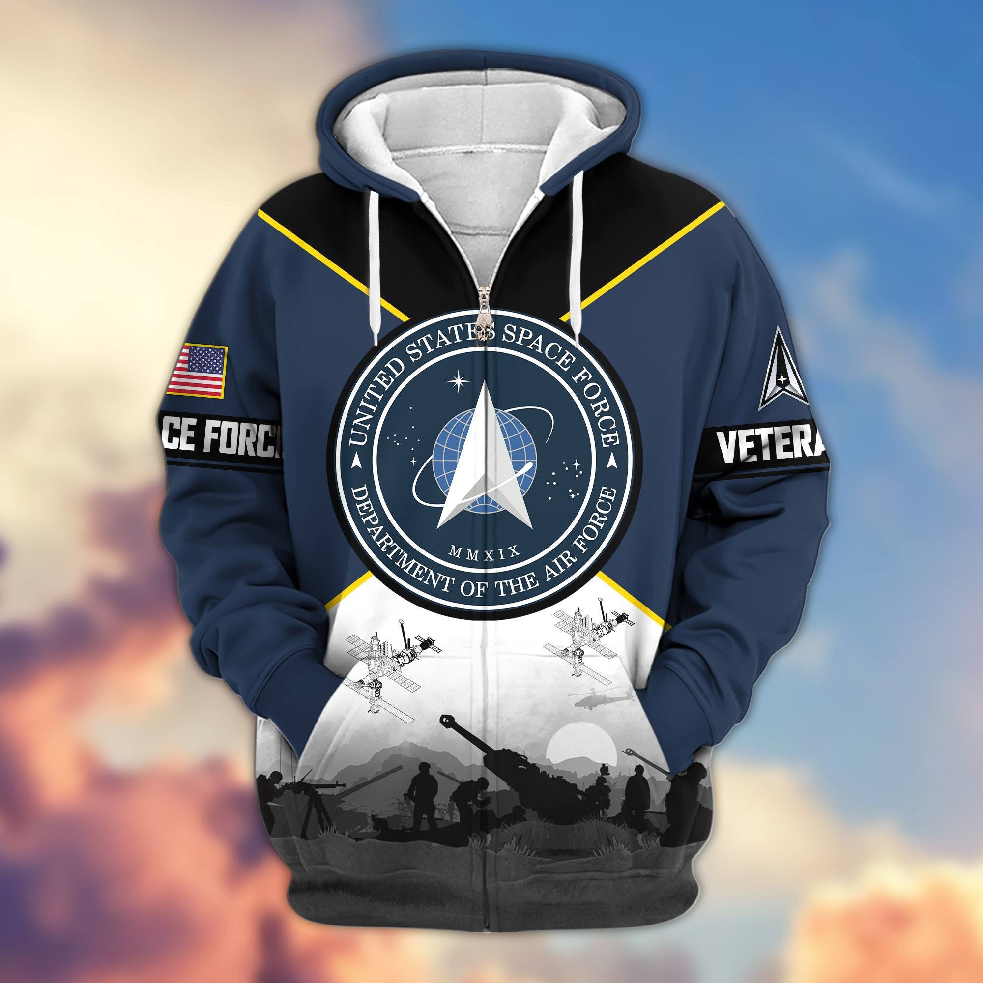 Premium US Veterans Zip Hoodie, Gifts For US Veterans, Gifts On Father's Day, Veterans Day.