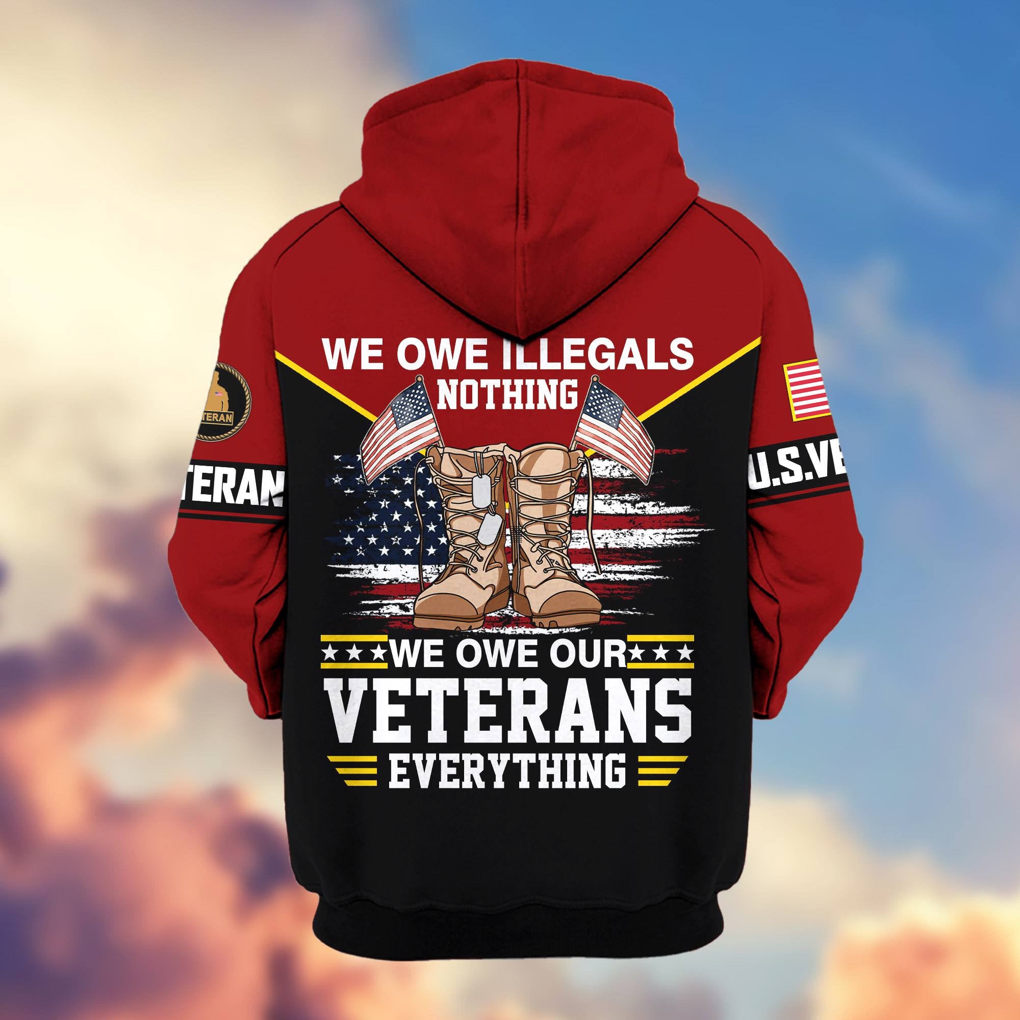 Premium US Veterans Zip Hoodie, Gifts For US Veterans, Gifts On Father's Day, Veterans Day.