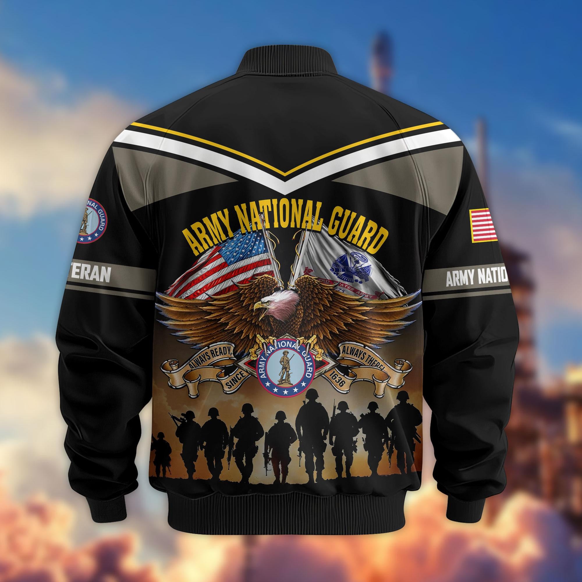 Premium US Veterans Bomber Jacket, Gifts For US Veterans, Gifts On Father's Day, Veterans Day.