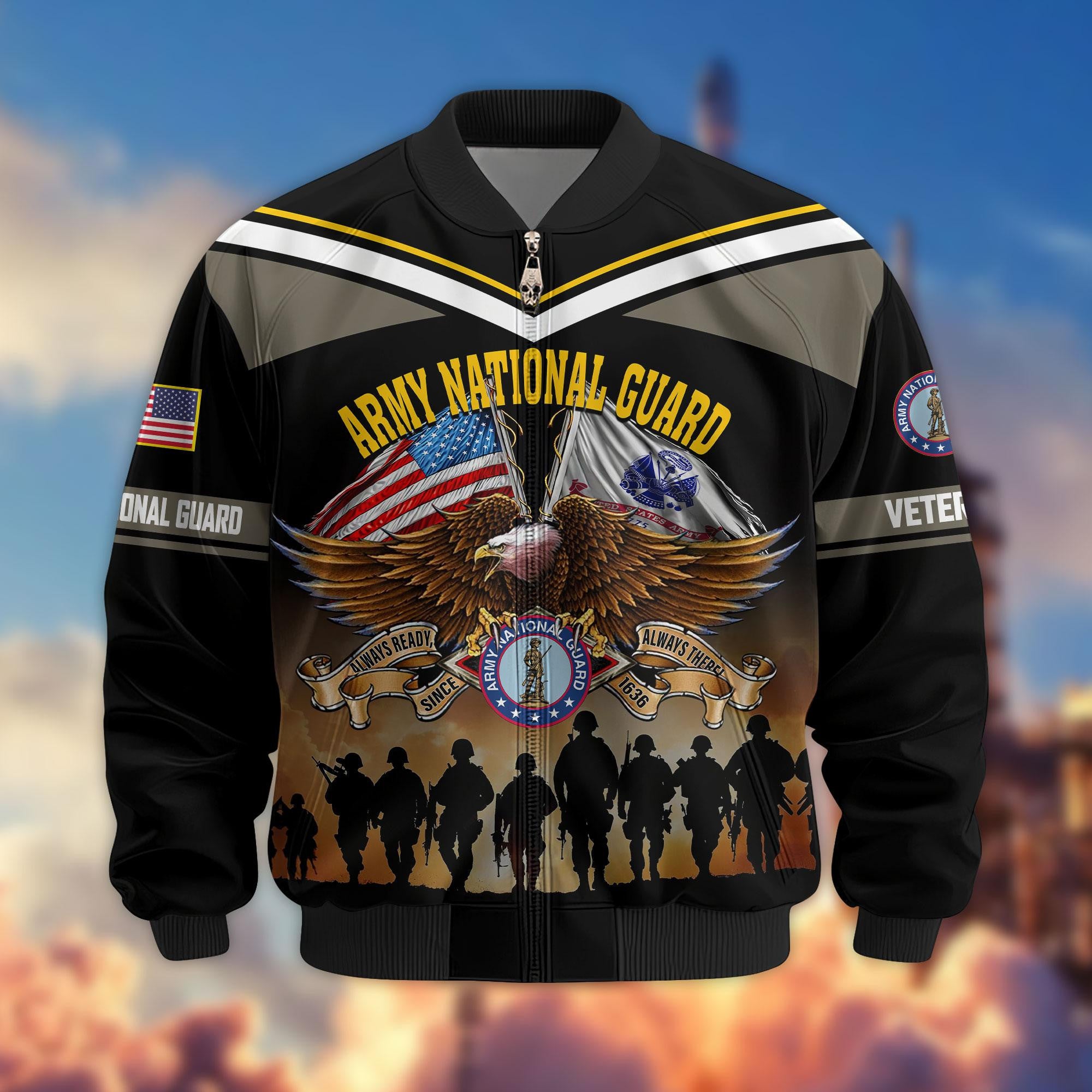 Premium US Veterans Bomber Jacket, Gifts For US Veterans, Gifts On Father's Day, Veterans Day.