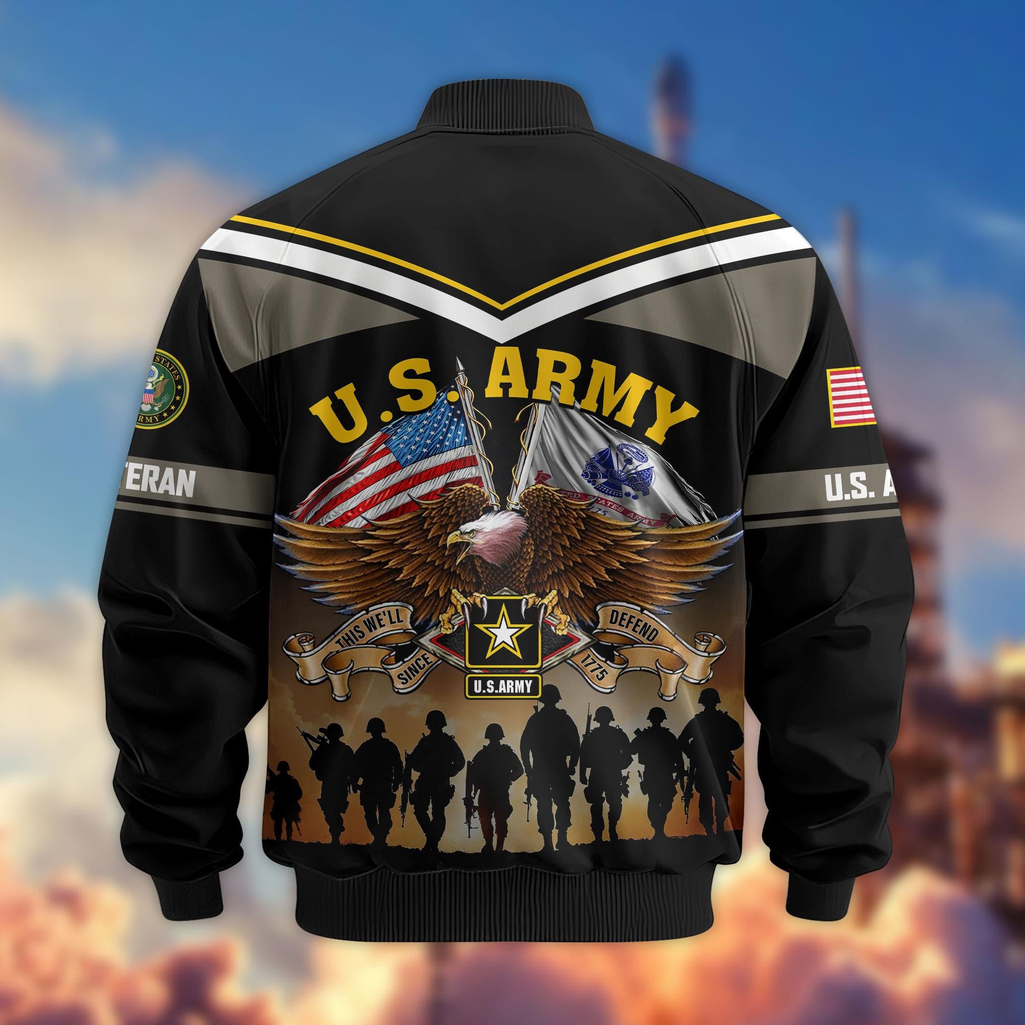 Premium US Veterans Bomber Jacket, Gifts For US Veterans, Gifts On Father's Day, Veterans Day.