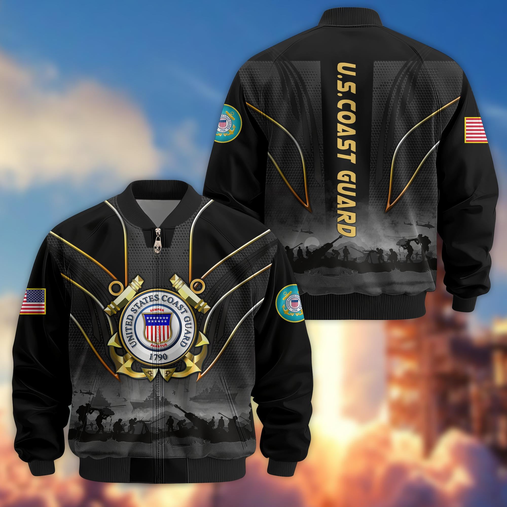 Premium US Veterans Bomber Jacket, Gifts For US Veterans, Gifts On Father's Day, Veterans Day.
