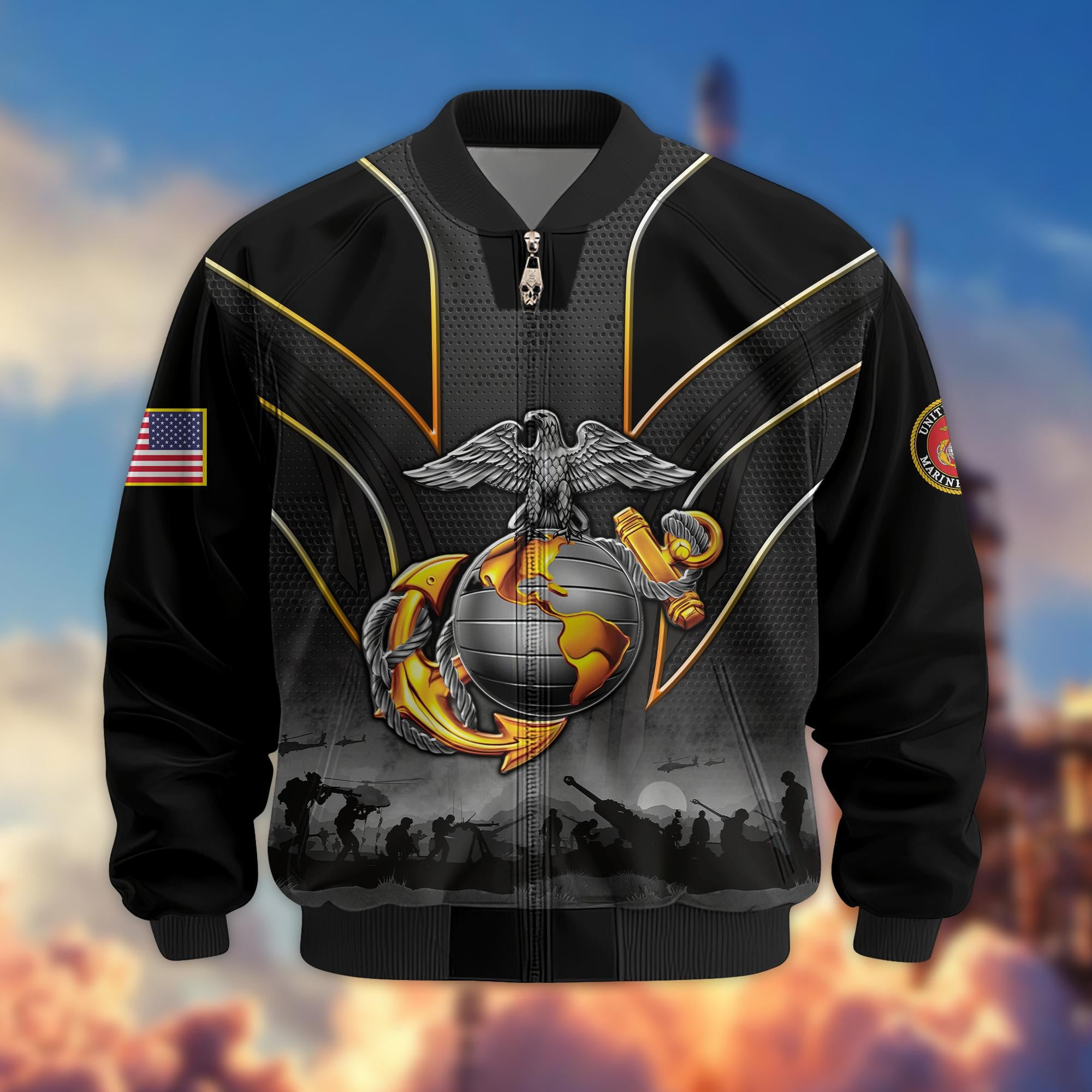 Premium US Veterans Bomber Jacket, Gifts For US Veterans, Gifts On Father's Day, Veterans Day.
