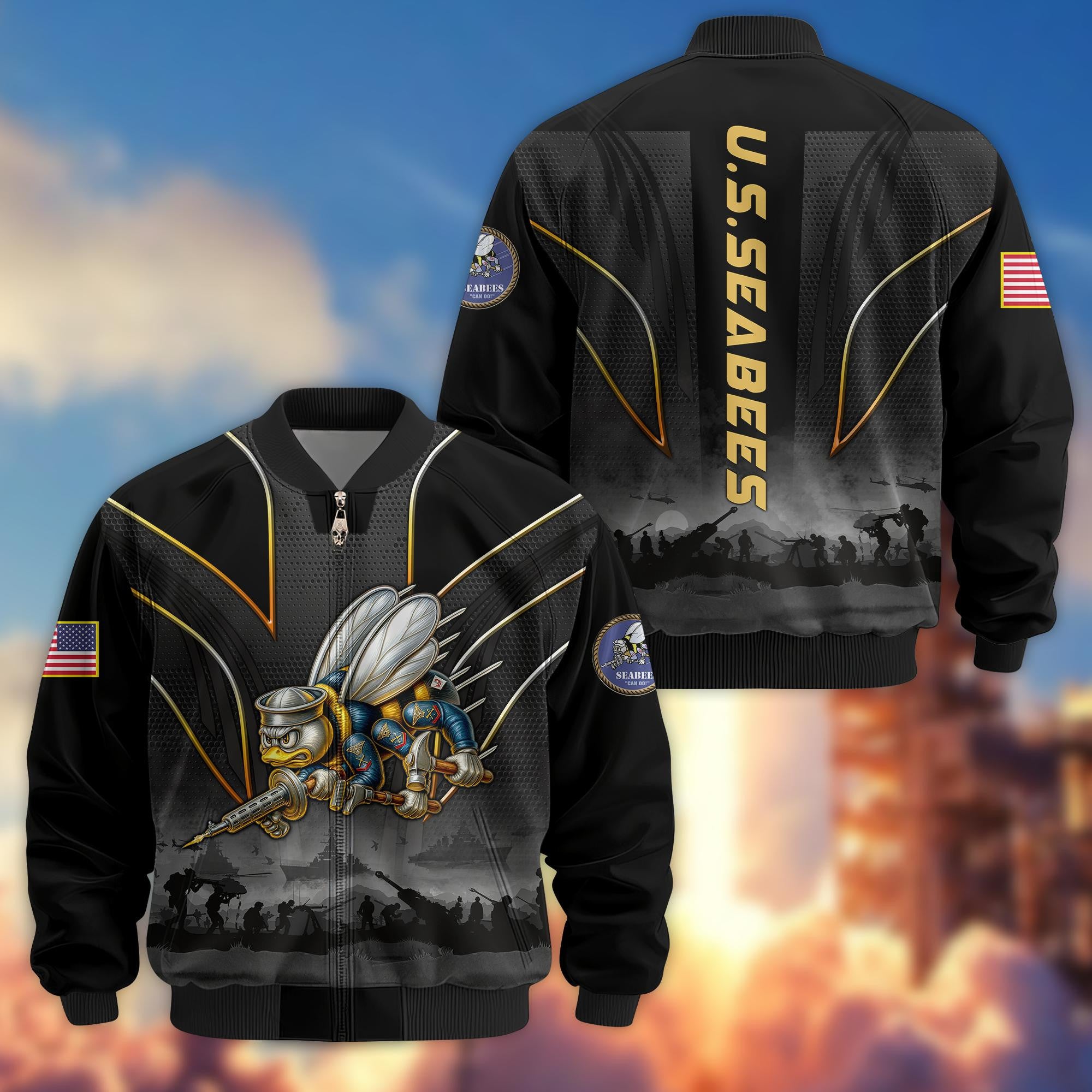 Premium US Veterans Bomber Jacket, Gifts For US Veterans, Gifts On Father's Day, Veterans Day.