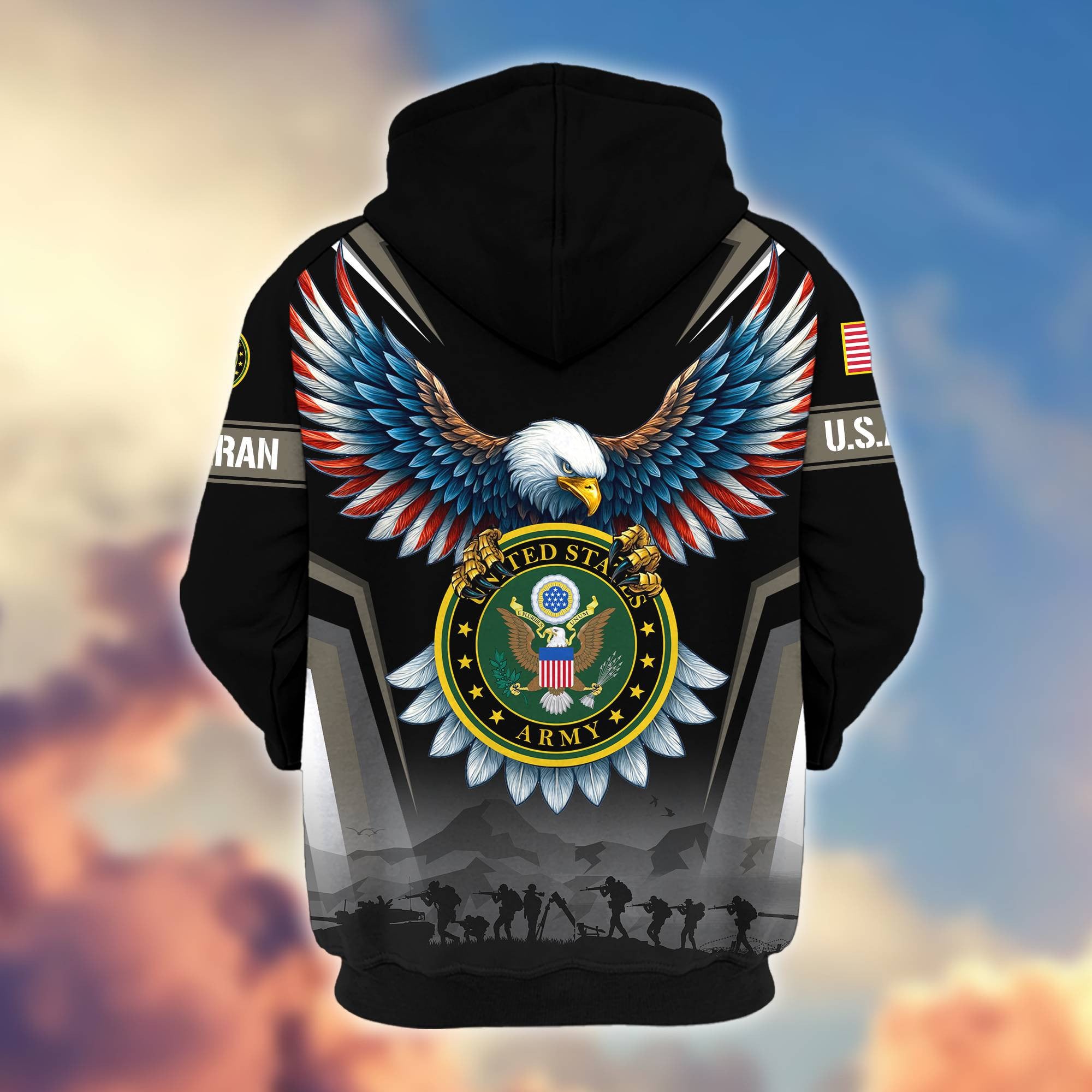 Premium US Veterans Zip Hoodie, Gifts For US Veterans, Gifts On Father's Day, Veterans Day.