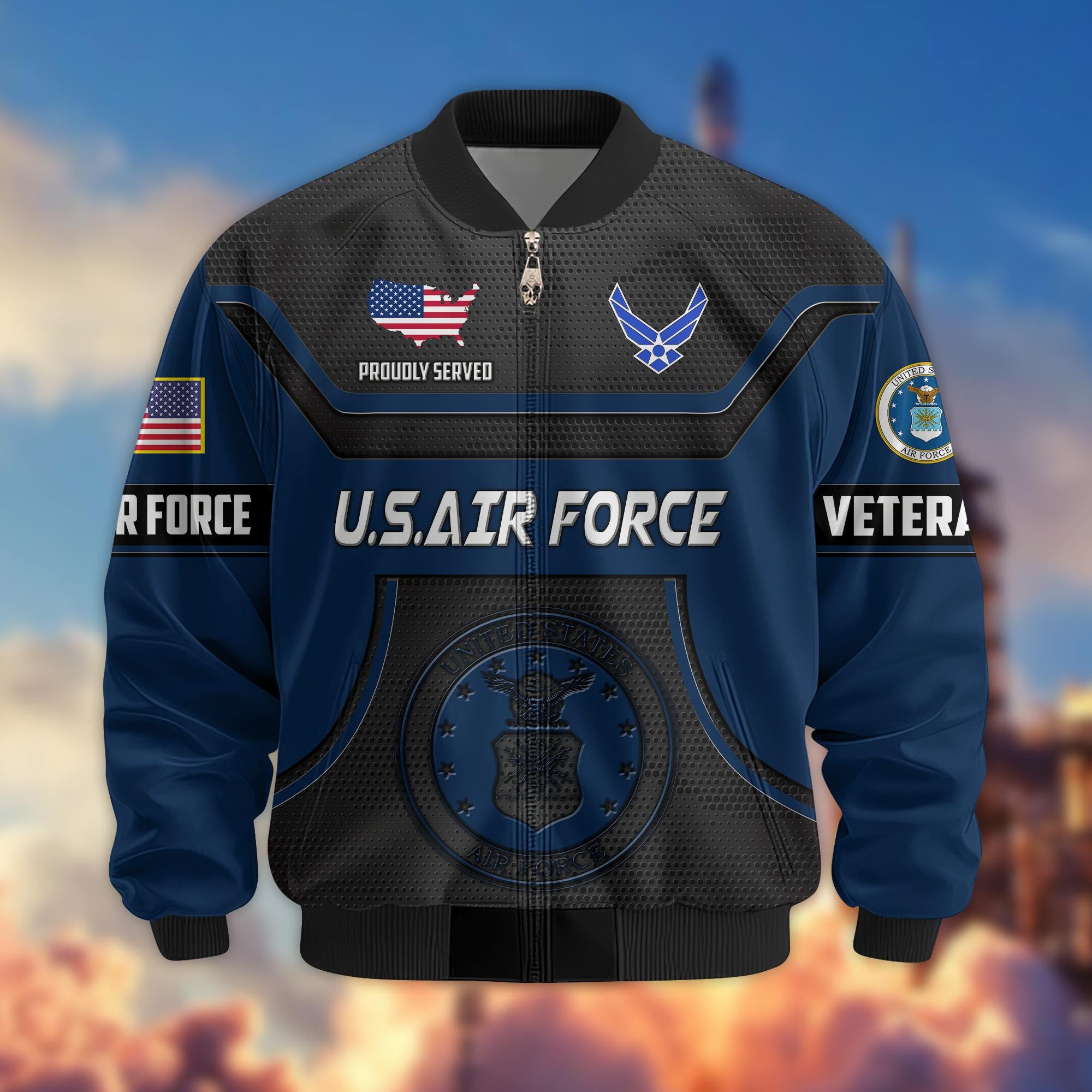 Premium US Veterans Bomber Jacket, Gifts For US Veterans, Gifts On Father's Day, Veterans Day.