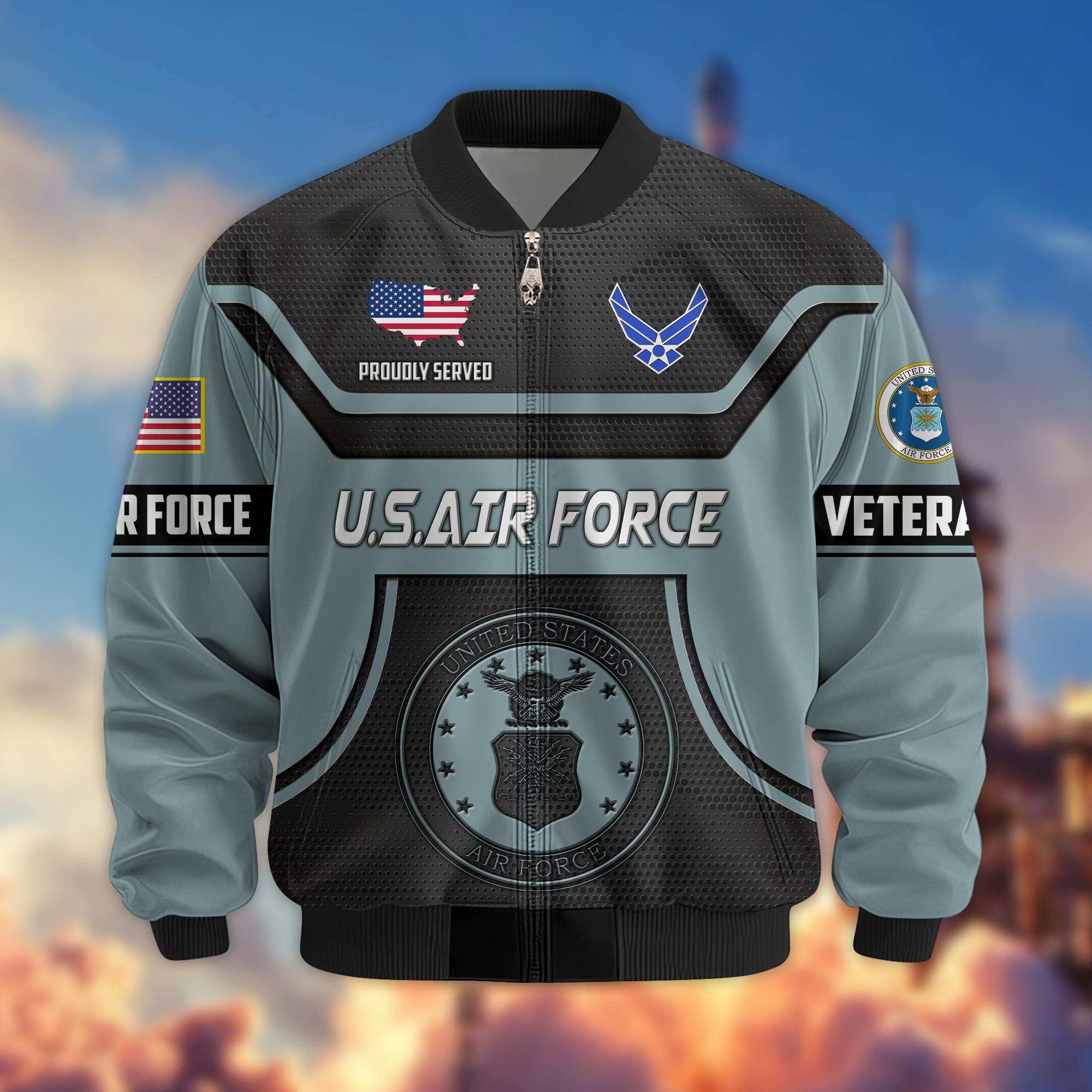 Premium US Veterans Bomber Jacket, Gifts For US Veterans, Gifts On Father's Day, Veterans Day.