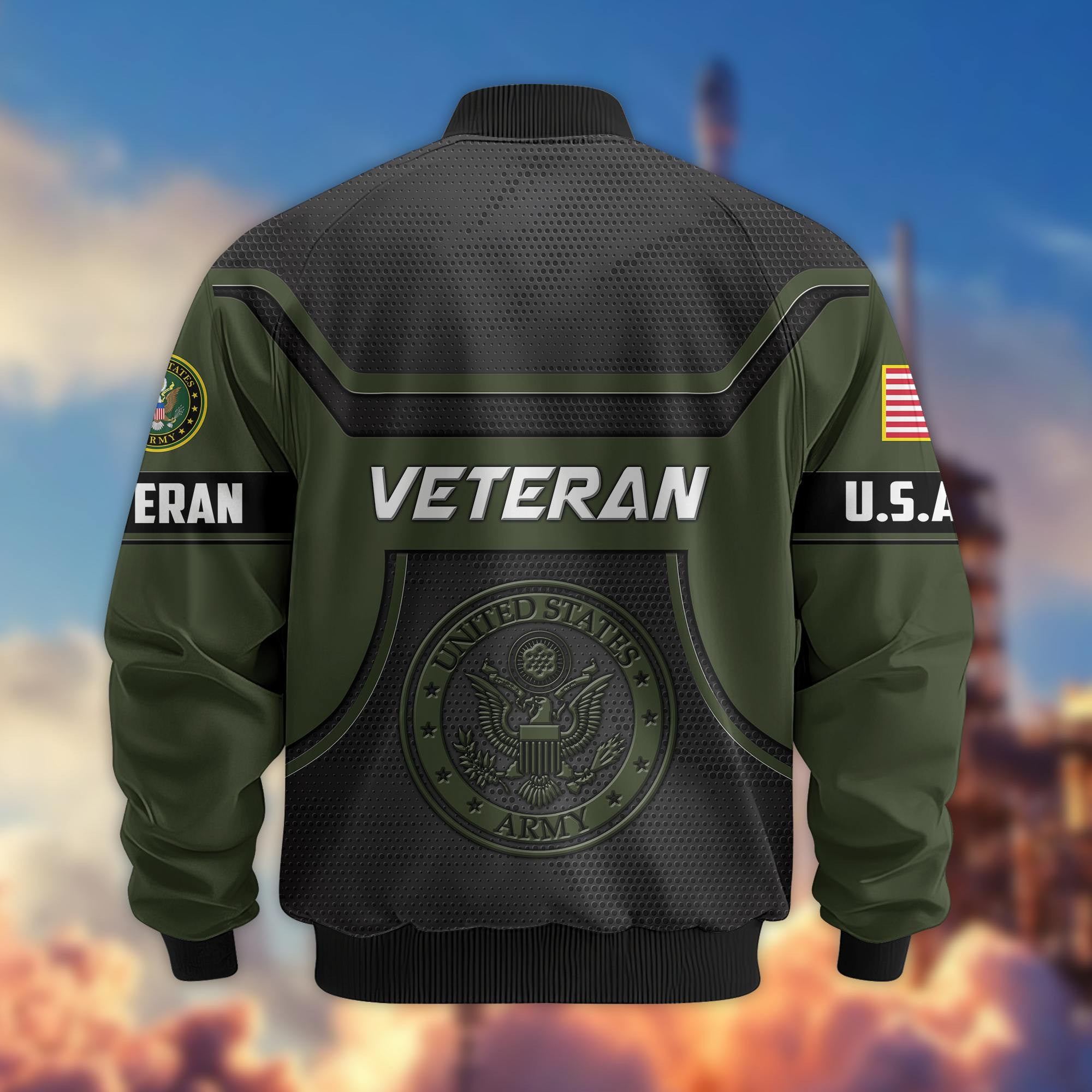 Premium US Veterans Bomber Jacket, Gifts For US Veterans, Gifts On Father's Day, Veterans Day.