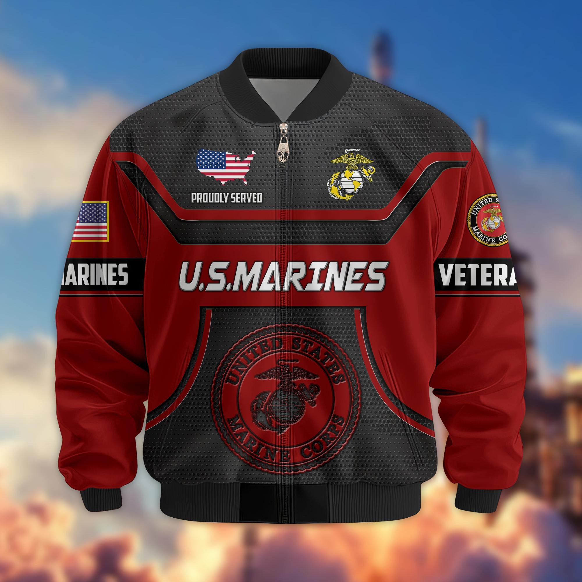 Premium US Veterans Bomber Jacket, Gifts For US Veterans, Gifts On Father's Day, Veterans Day.