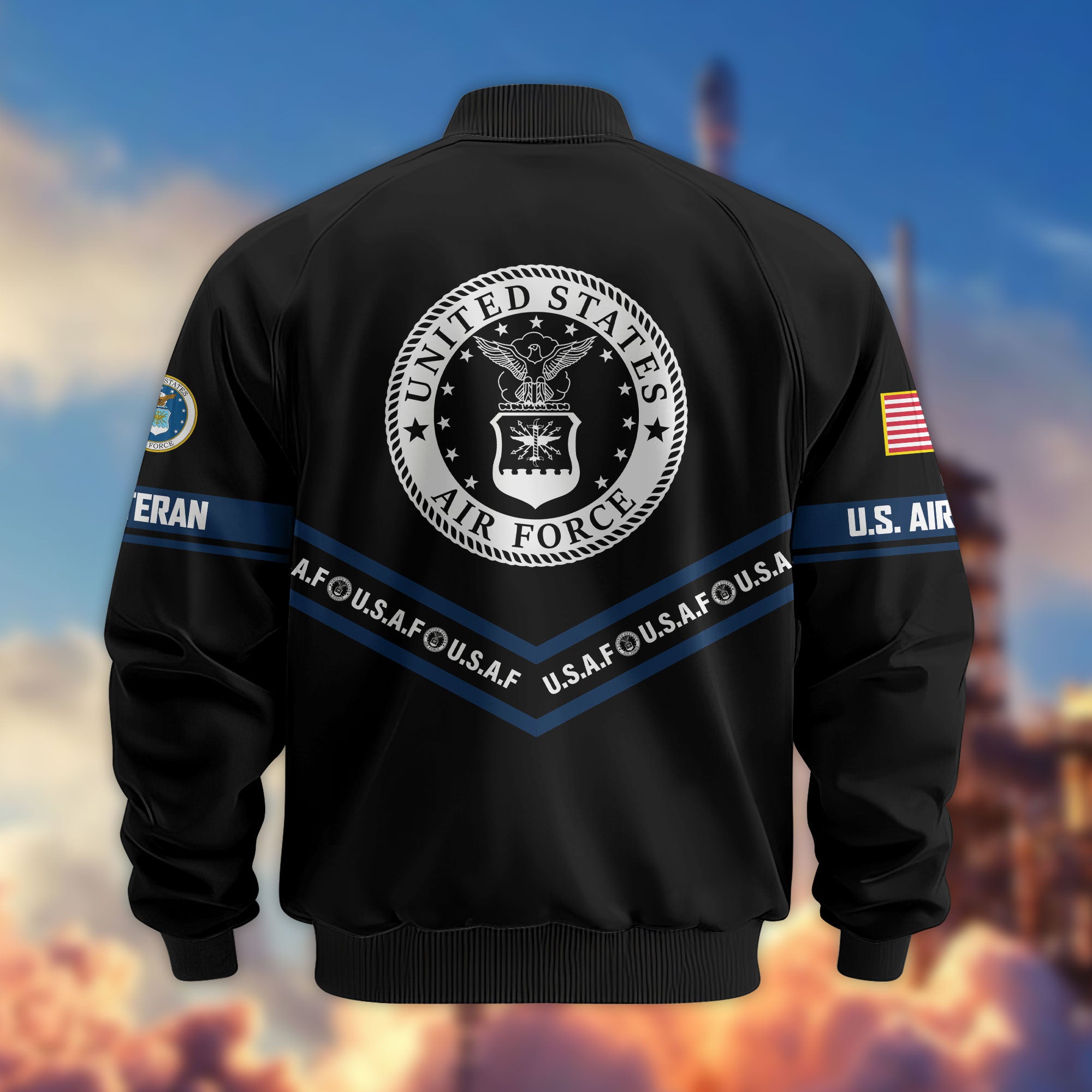 Premium US Veterans Bomber Jacket, Gifts For US Veterans, Gifts On Father's Day, Veterans Day.