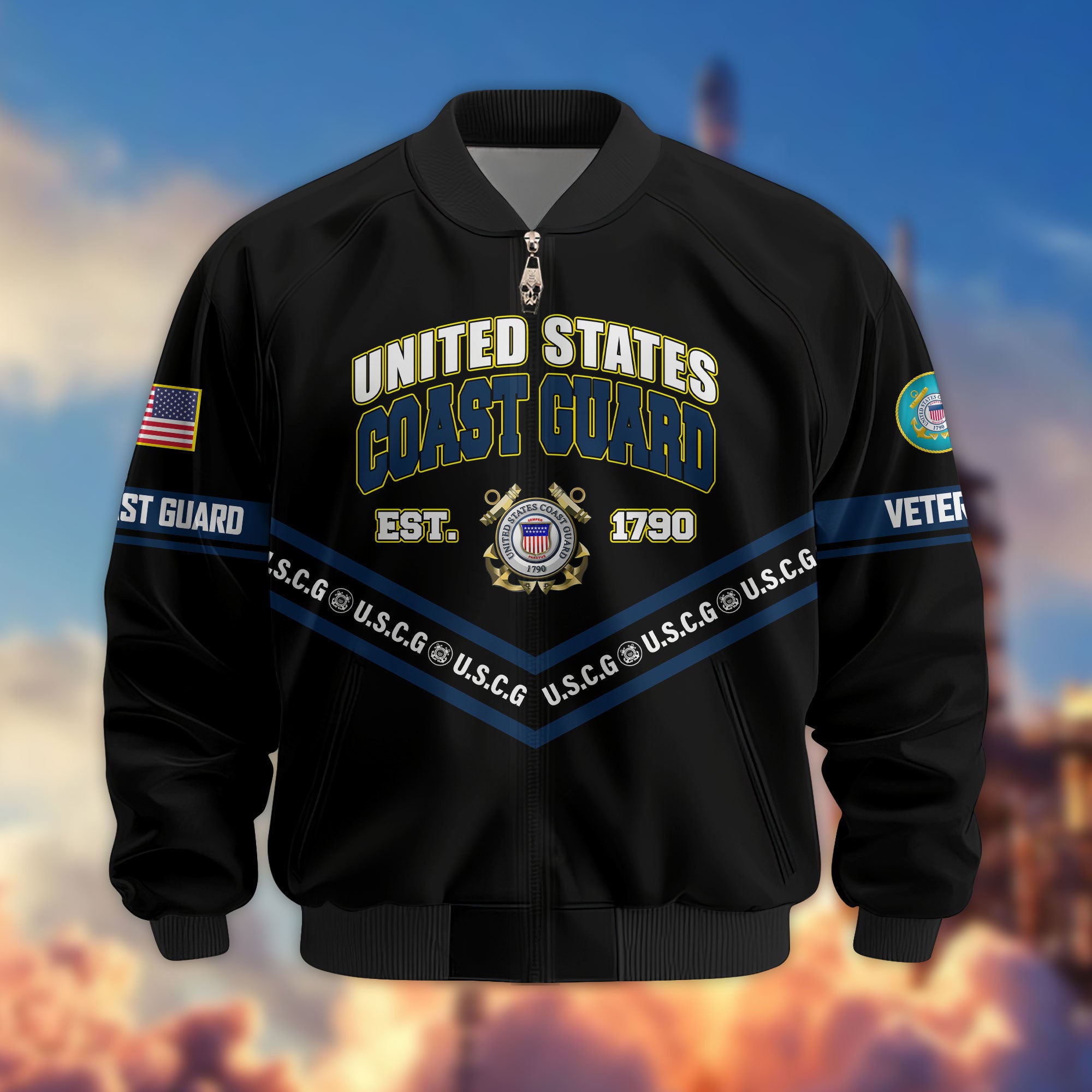 Premium US Veterans Bomber Jacket, Gifts For US Veterans, Gifts On Father's Day, Veterans Day.