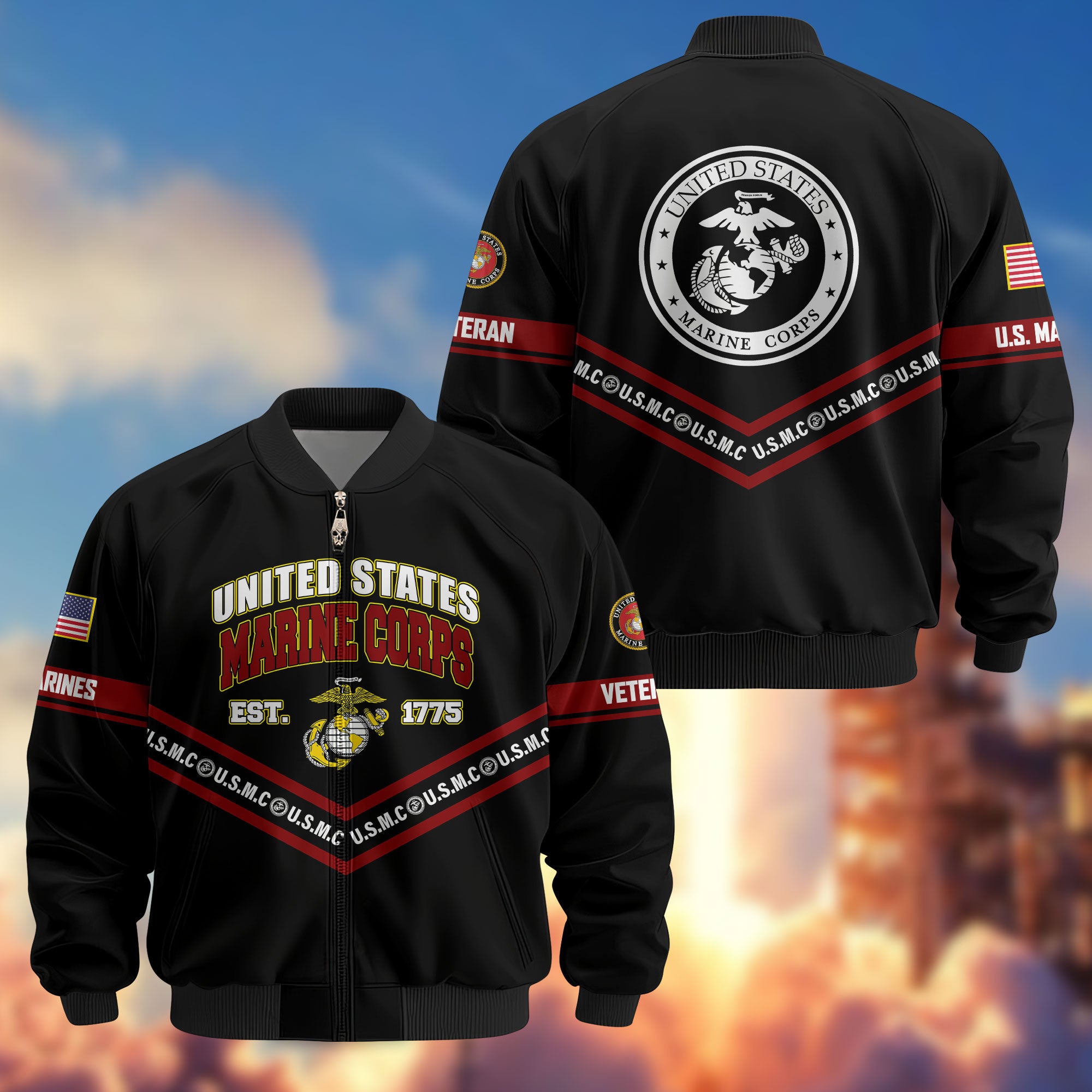 Premium US Veterans Bomber Jacket, Gifts For US Veterans, Gifts On Father's Day, Veterans Day.
