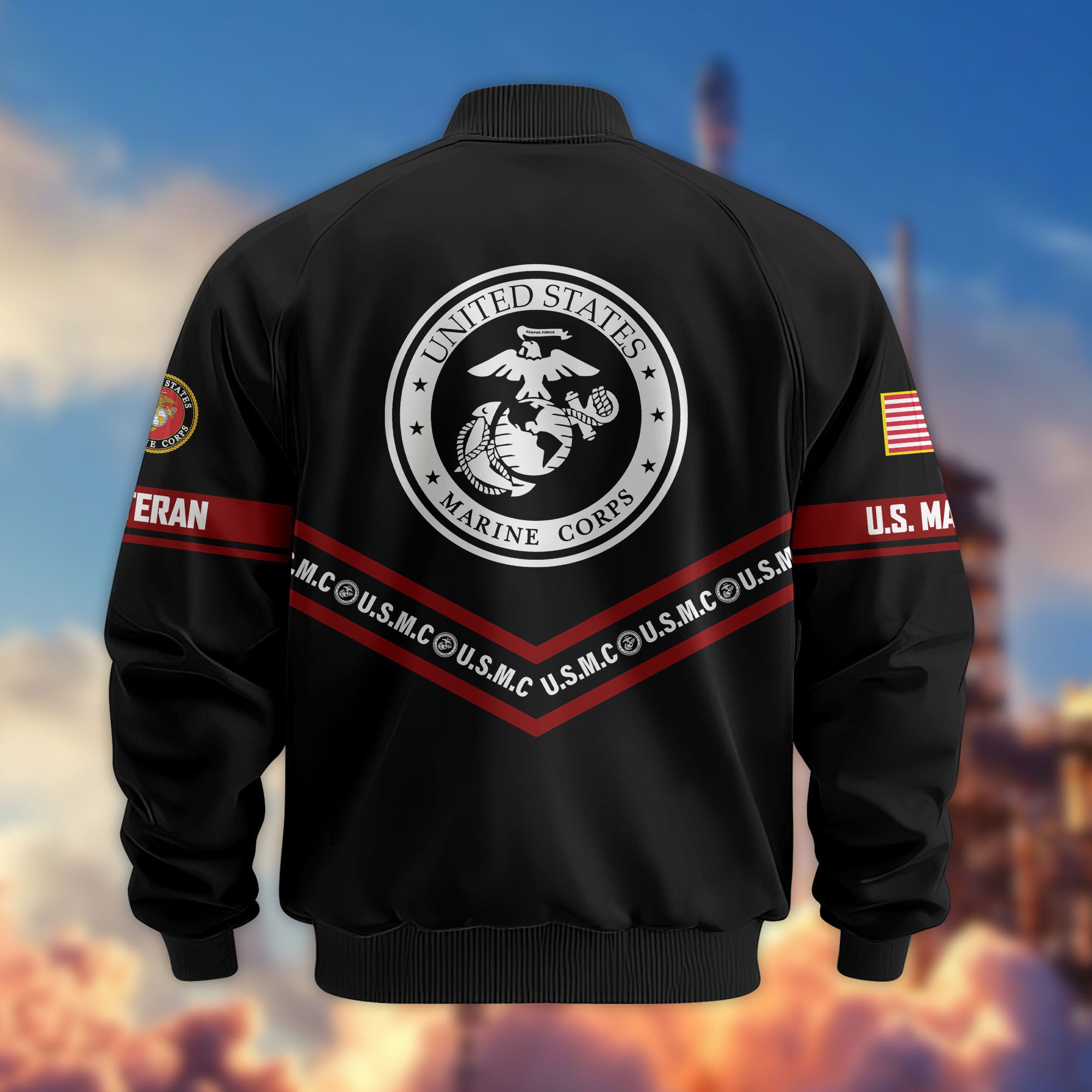 Premium US Veterans Bomber Jacket, Gifts For US Veterans, Gifts On Father's Day, Veterans Day.