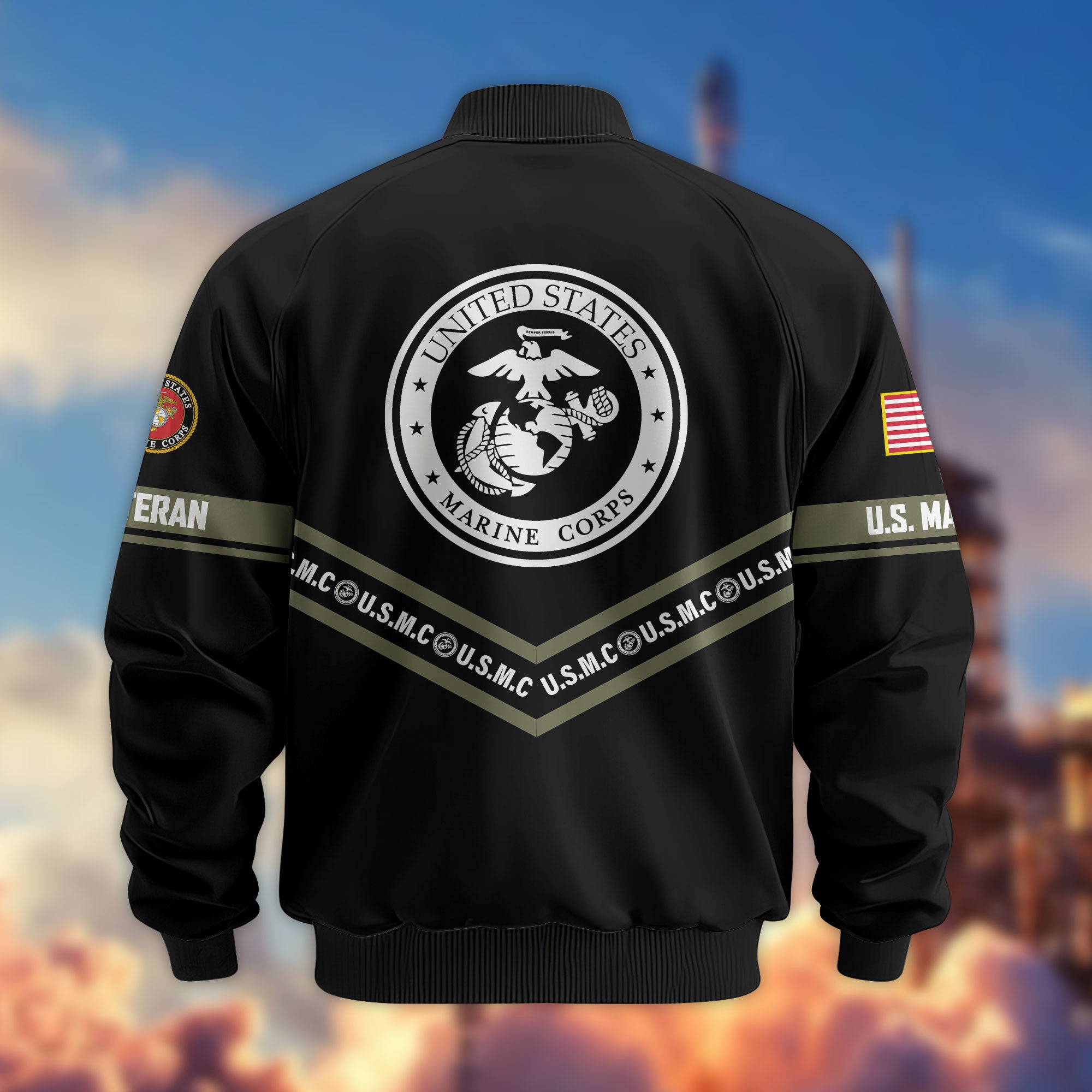 Premium US Veterans Bomber Jacket, Gifts For US Veterans, Gifts On Father's Day, Veterans Day.
