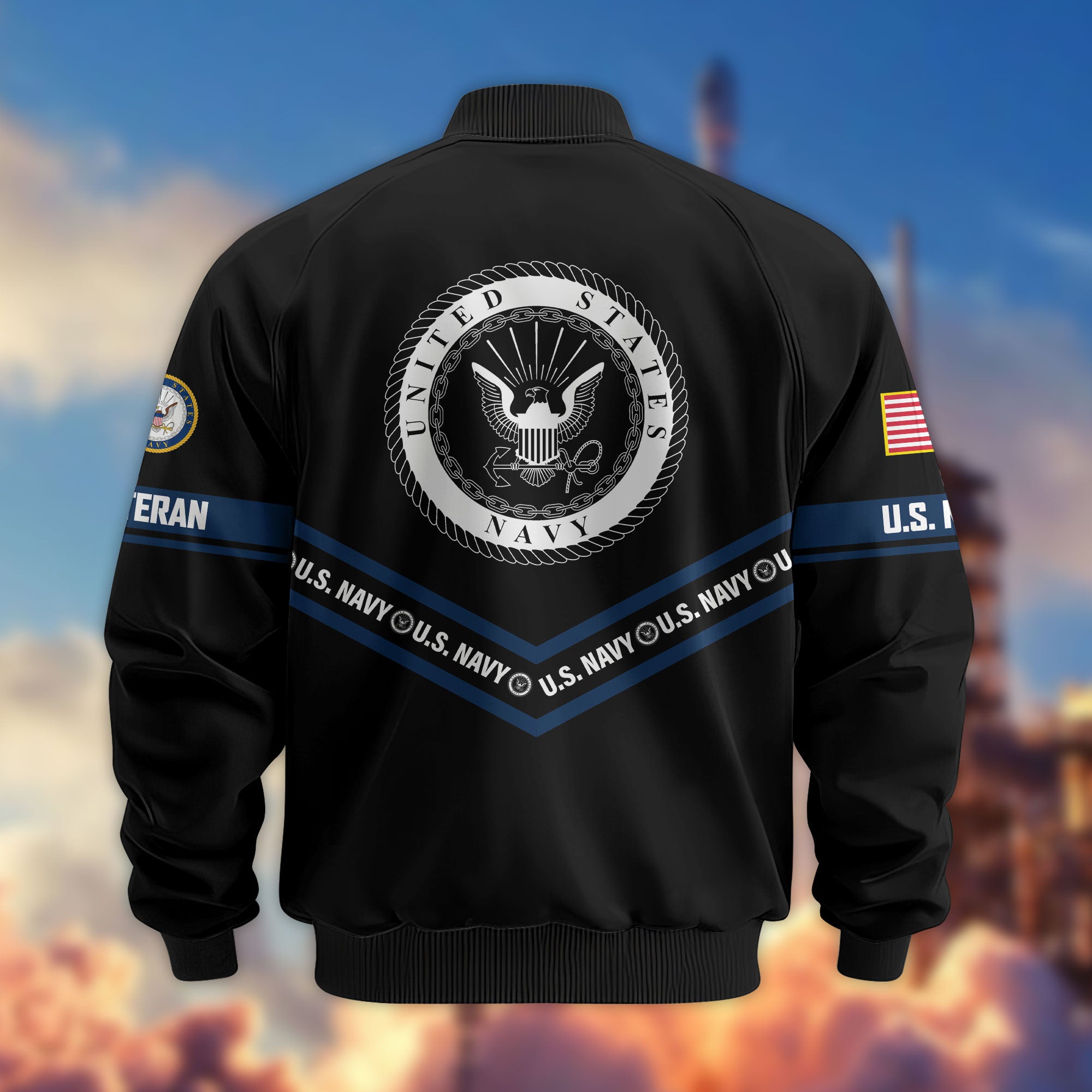 Premium US Veterans Bomber Jacket, Gifts For US Veterans, Gifts On Father's Day, Veterans Day.
