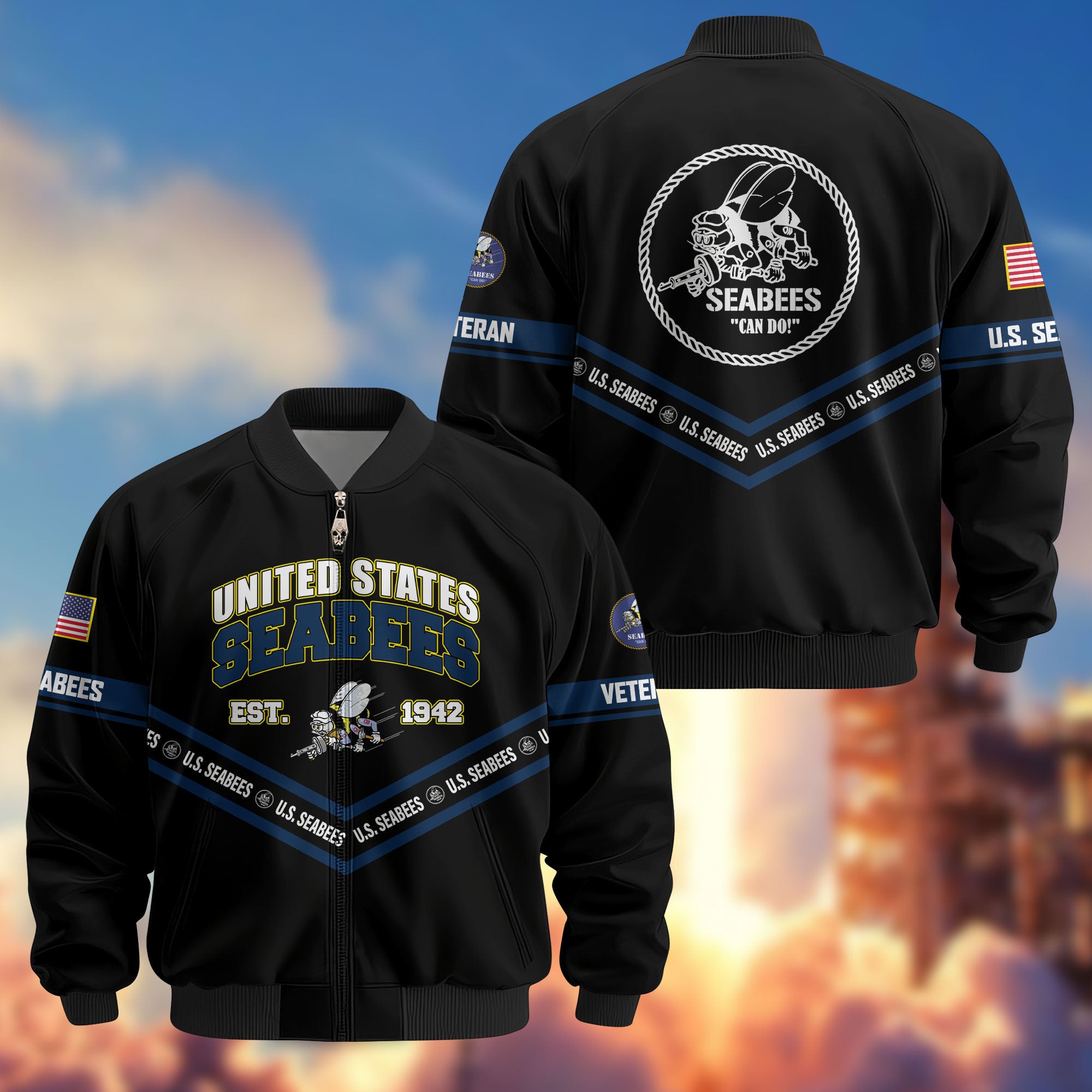 Premium US Veterans Bomber Jacket, Gifts For US Veterans, Gifts On Father's Day, Veterans Day.