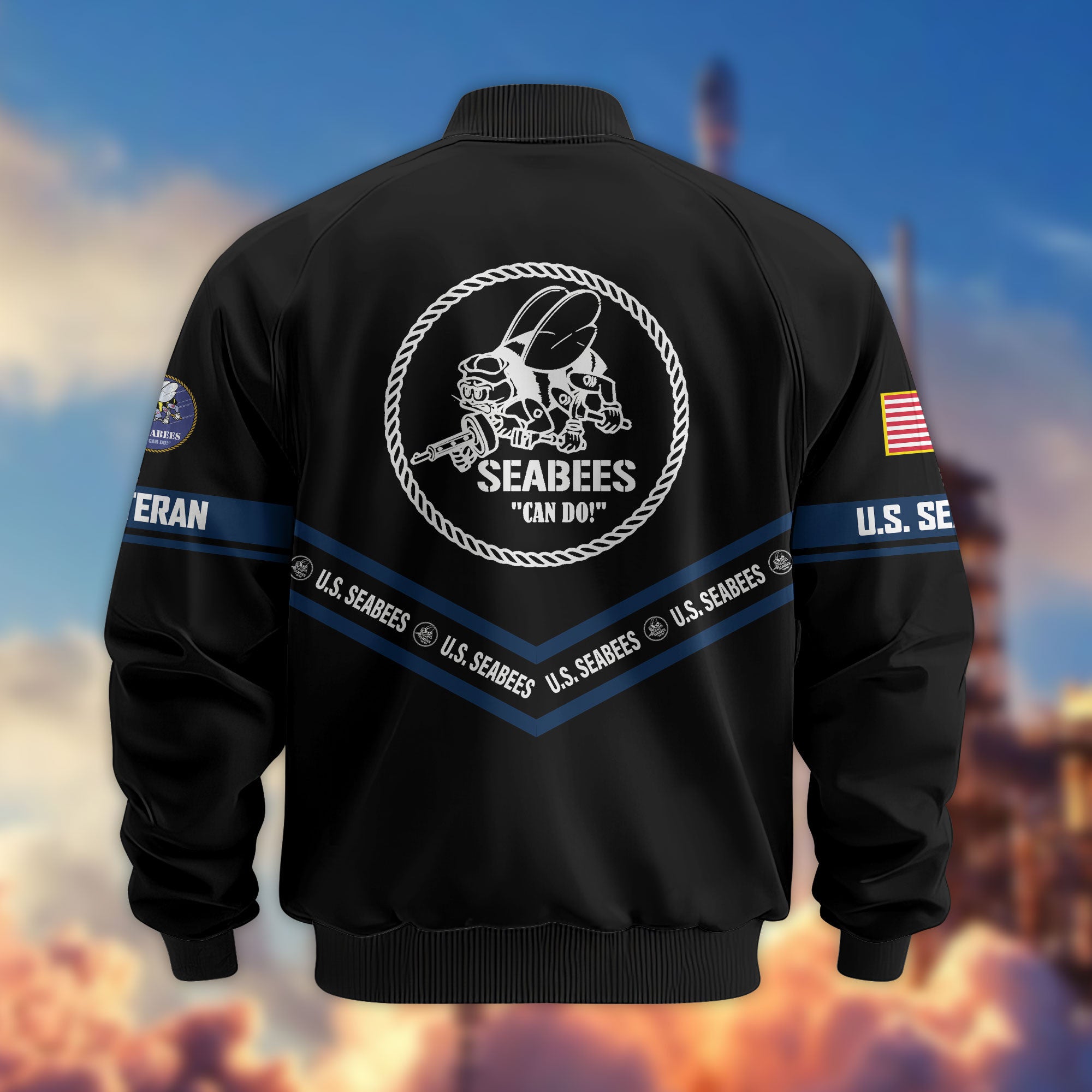 Premium US Veterans Bomber Jacket, Gifts For US Veterans, Gifts On Father's Day, Veterans Day.