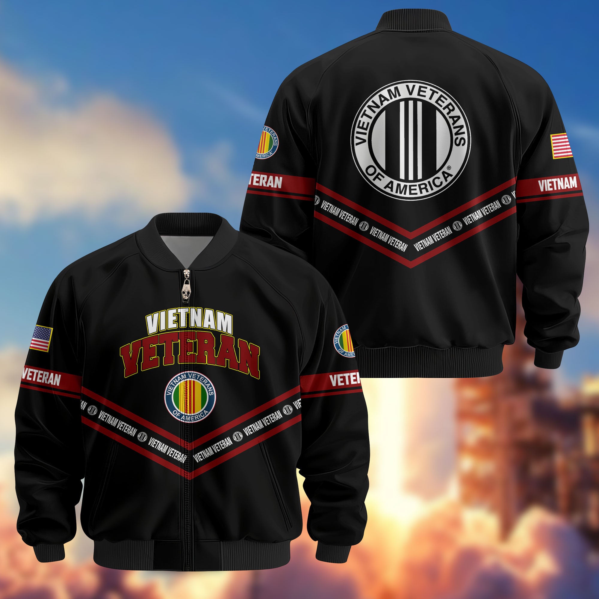 Premium US Veterans Bomber Jacket, Gifts For US Veterans, Gifts On Father's Day, Veterans Day.