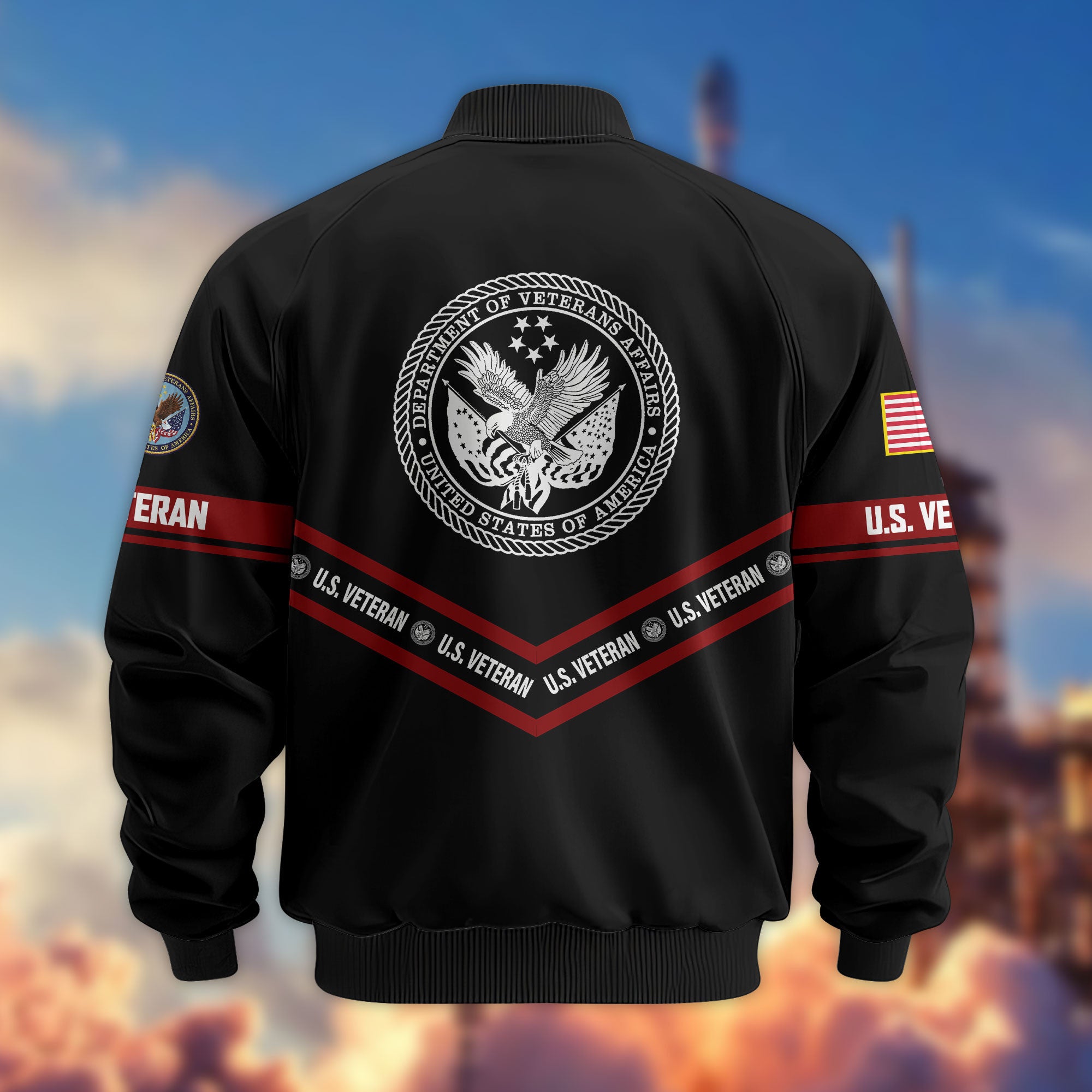 Premium US Veterans Bomber Jacket, Gifts For US Veterans, Gifts On Father's Day, Veterans Day.