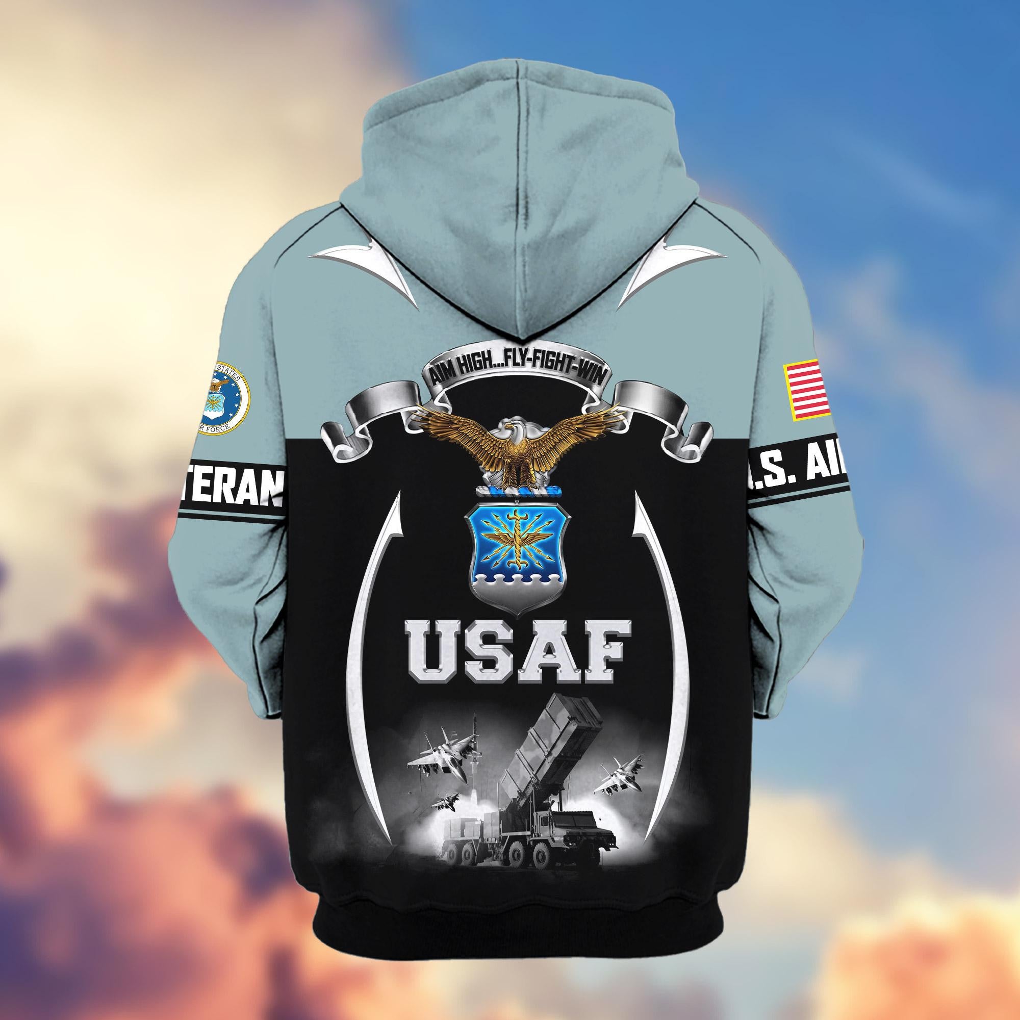 Premium US Veterans Zip Hoodie, Gifts For US Veterans, Gifts On Father's Day, Veterans Day.