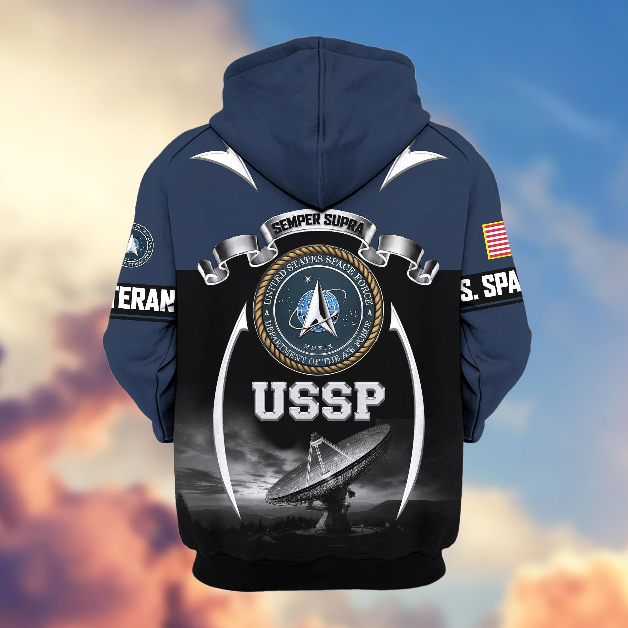 Premium US Veterans Zip Hoodie, Gifts For US Veterans, Gifts On Father's Day, Veterans Day.