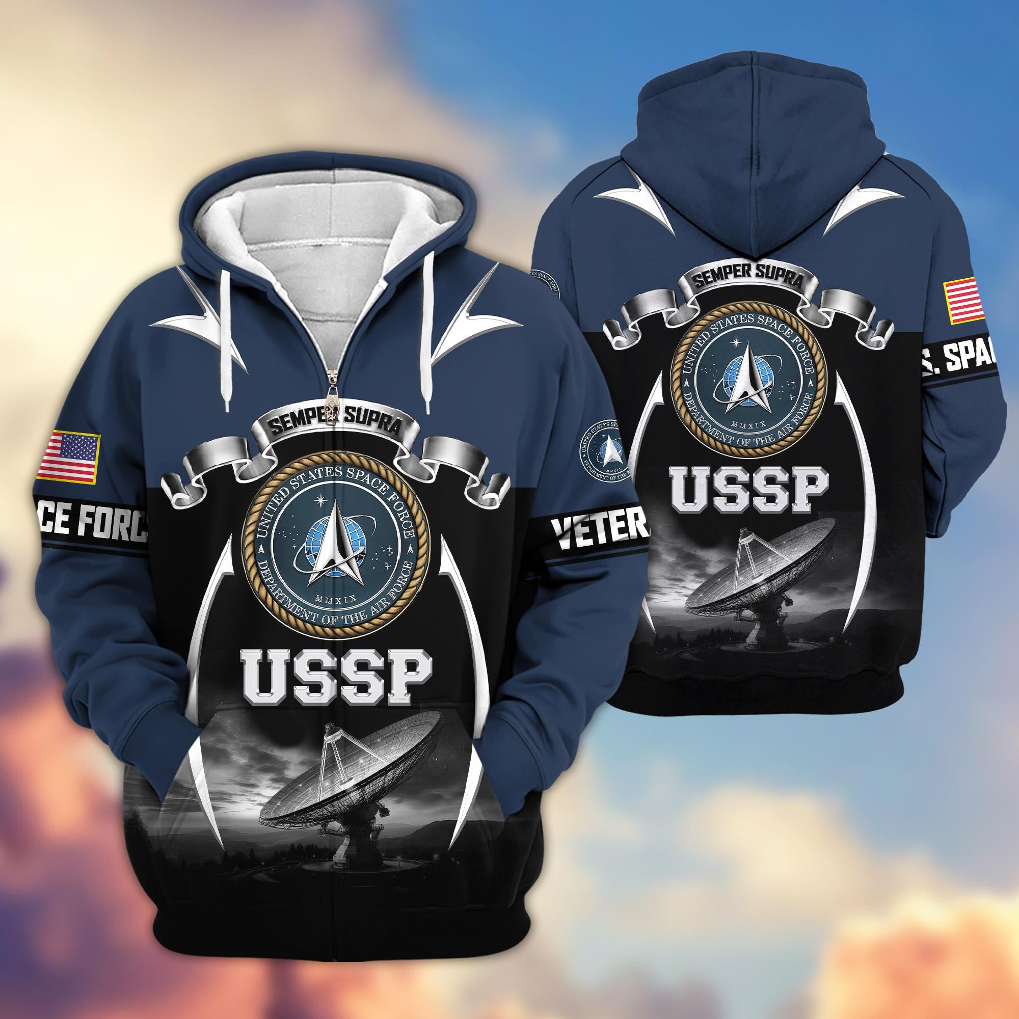 Premium US Veterans Zip Hoodie, Gifts For US Veterans, Gifts On Father's Day, Veterans Day.