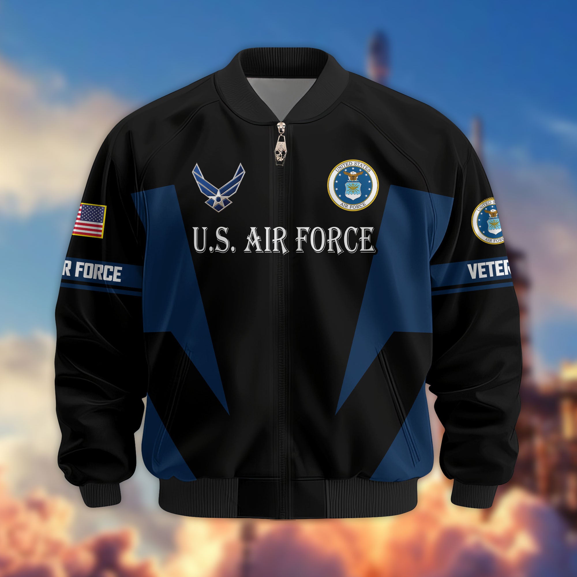 Premium US Veterans Bomber Jacket, Gifts For US Veterans, Gifts On Father's Day, Veterans Day.