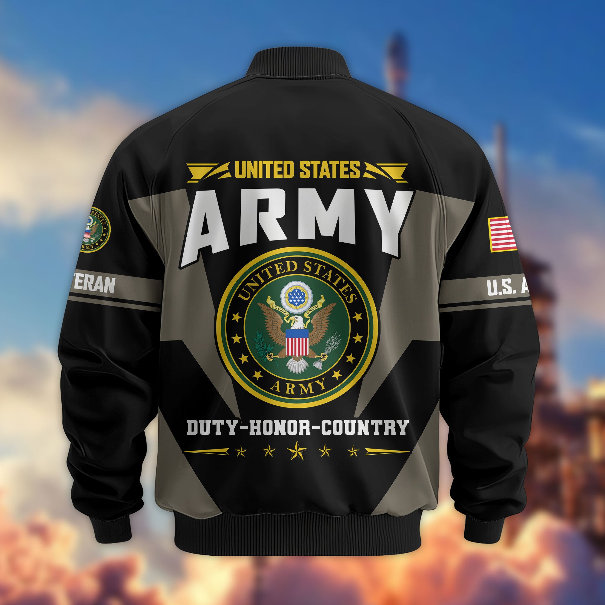 Premium US Veterans Bomber Jacket, Gifts For US Veterans, Gifts On Father's Day, Veterans Day.
