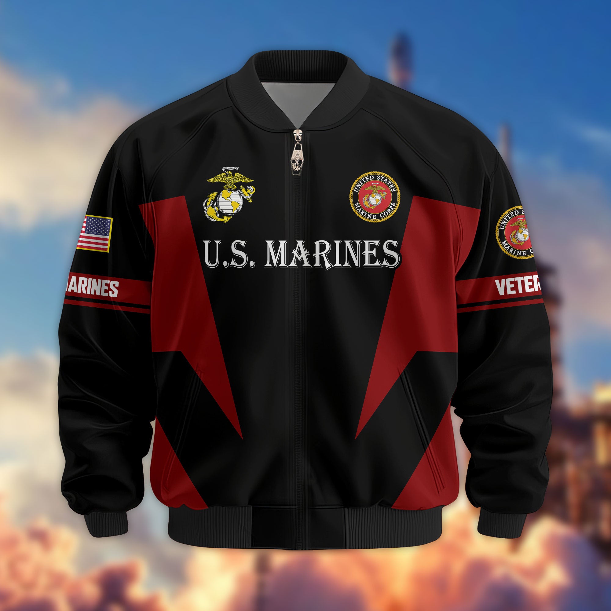 Premium US Veterans Bomber Jacket, Gifts For US Veterans, Gifts On Father's Day, Veterans Day.