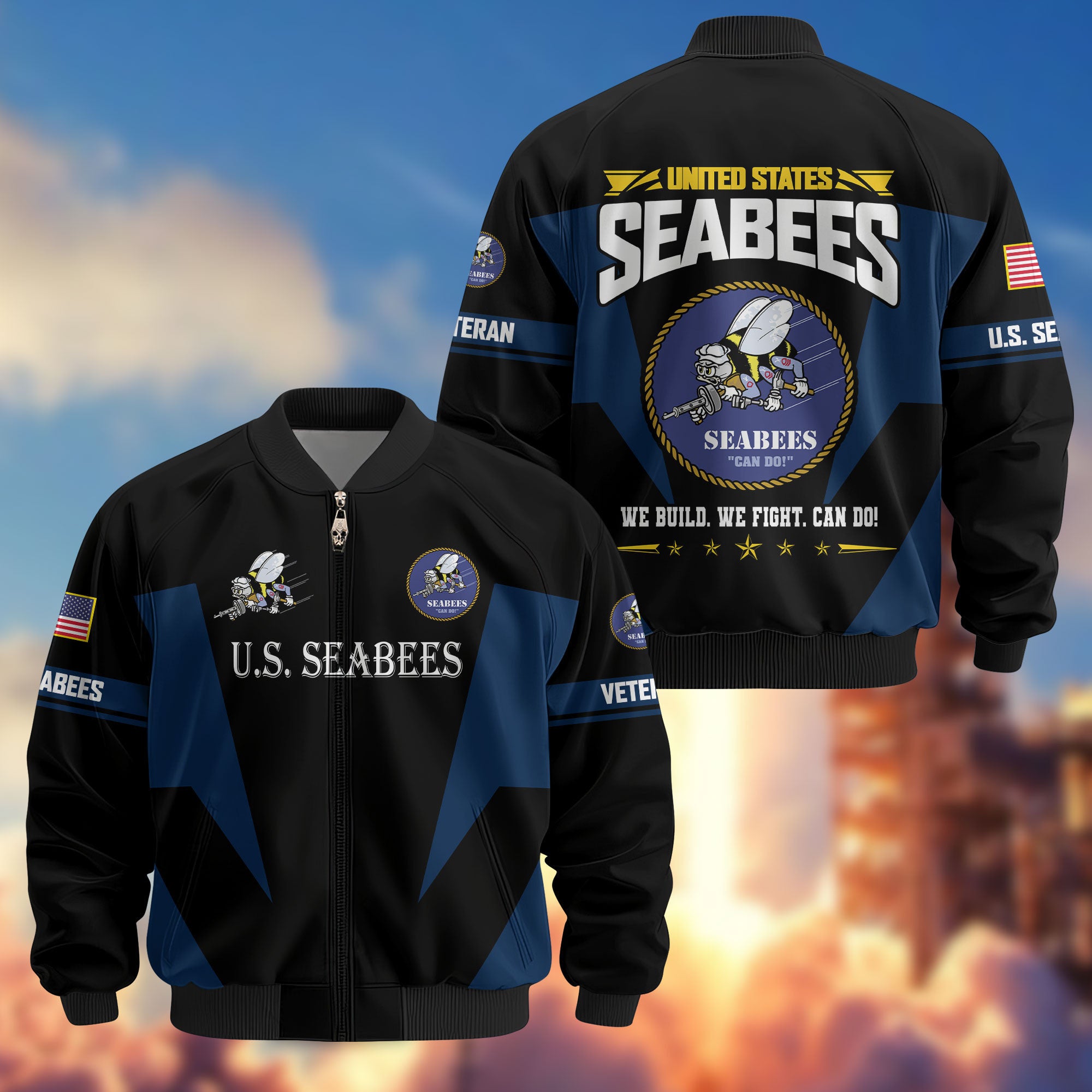 Premium US Veterans Bomber Jacket, Gifts For US Veterans, Gifts On Father's Day, Veterans Day.