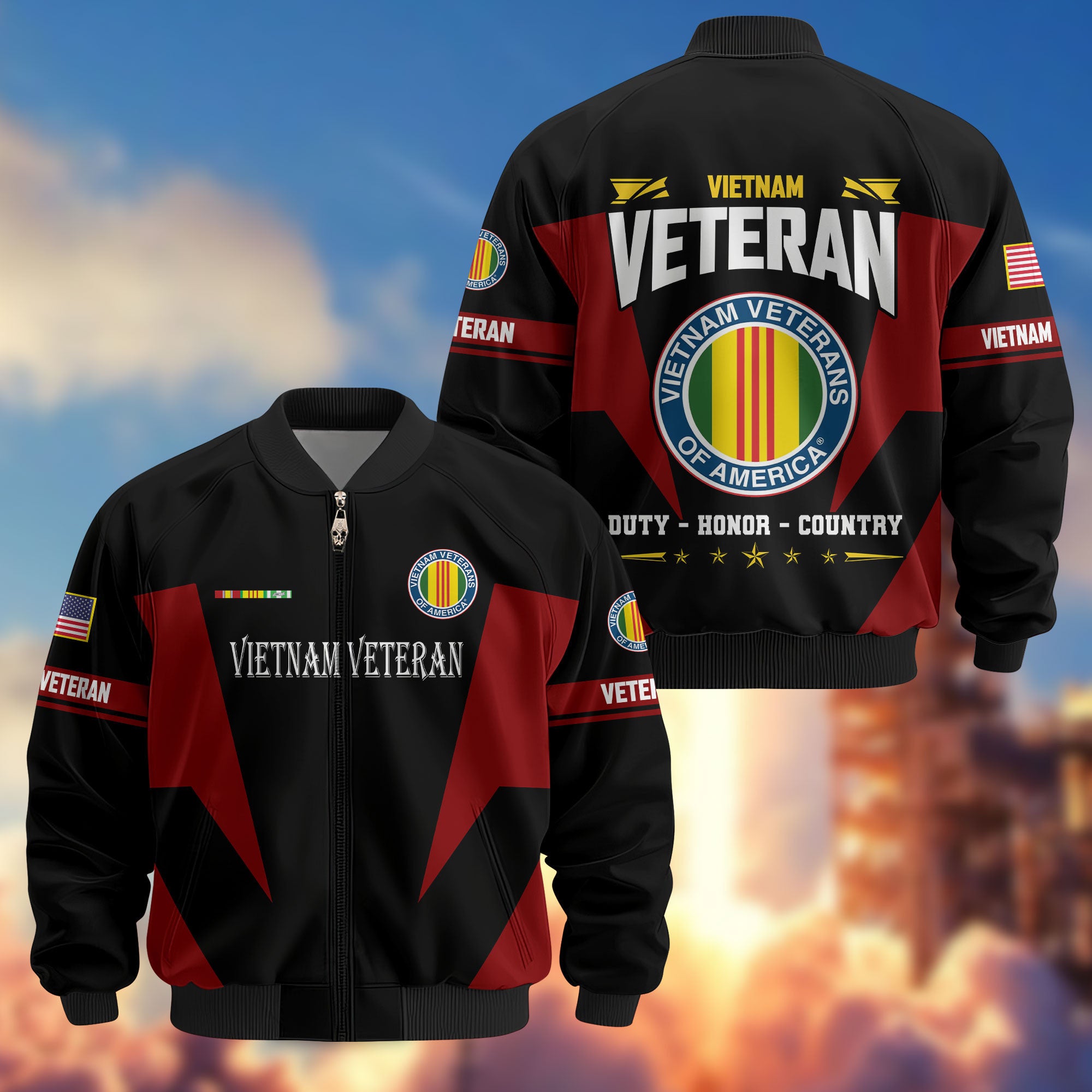 Premium US Veterans Bomber Jacket, Gifts For US Veterans, Gifts On Father's Day, Veterans Day.