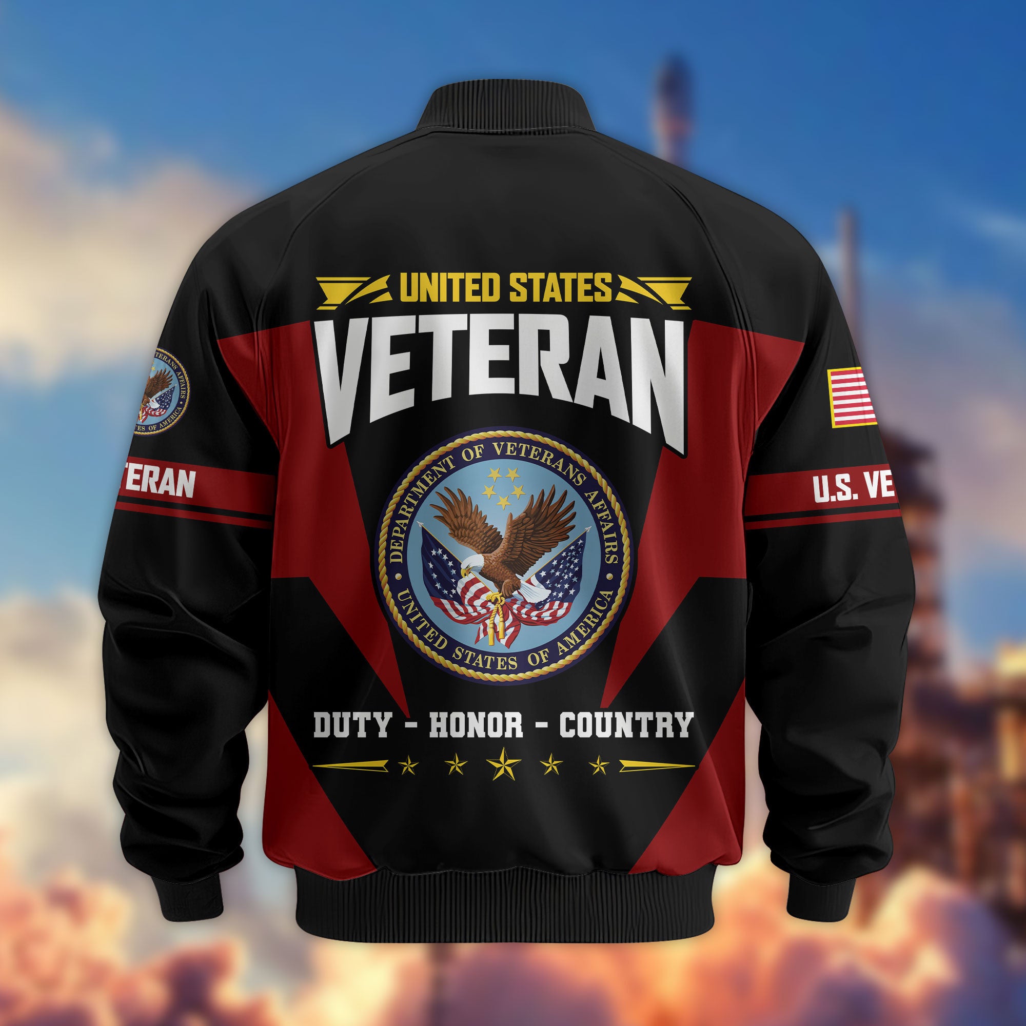 Premium US Veterans Bomber Jacket, Gifts For US Veterans, Gifts On Father's Day, Veterans Day.