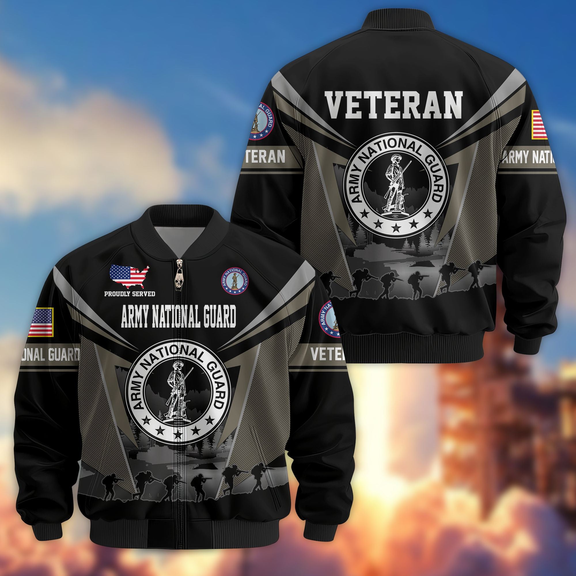 Premium US Veterans Bomber Jacket, Gifts For US Veterans, Gifts On Father's Day, Veterans Day.