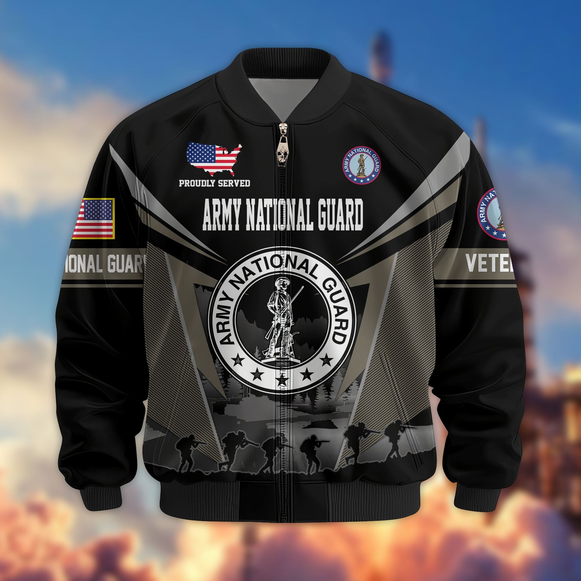 Premium US Veterans Bomber Jacket, Gifts For US Veterans, Gifts On Father's Day, Veterans Day.