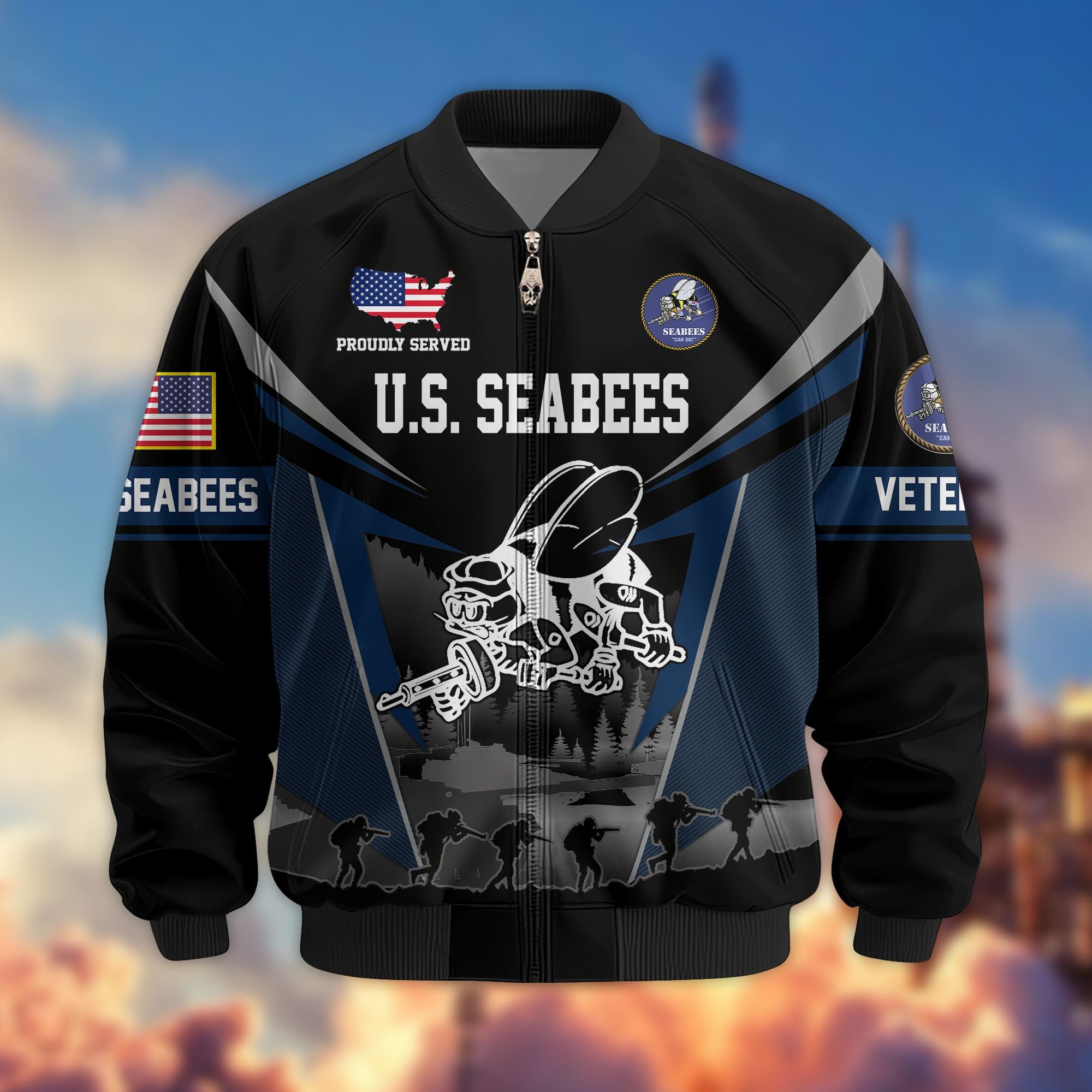 Premium US Veterans Bomber Jacket, Gifts For US Veterans, Gifts On Father's Day, Veterans Day.