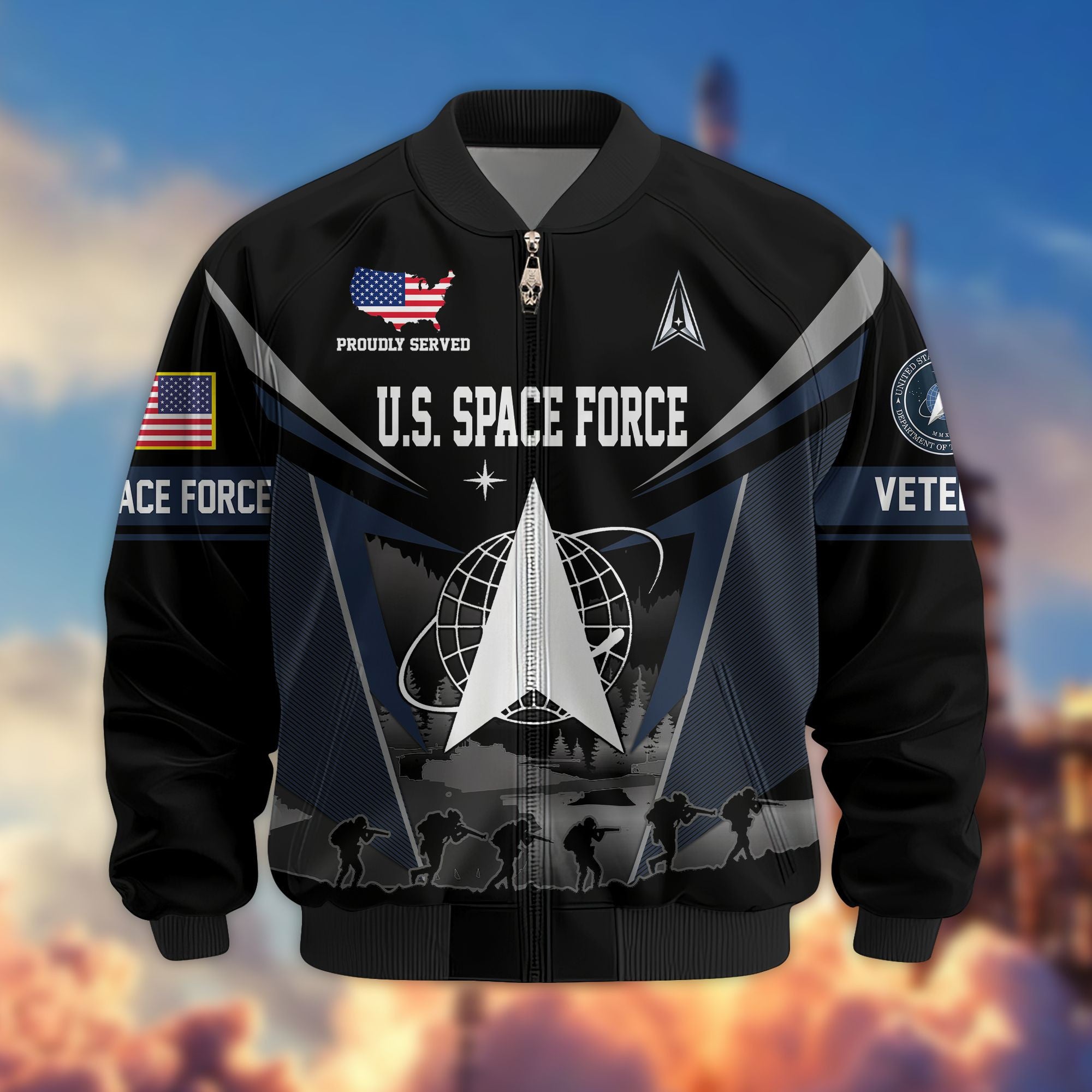 Premium US Veterans Bomber Jacket, Gifts For US Veterans, Gifts On Father's Day, Veterans Day.