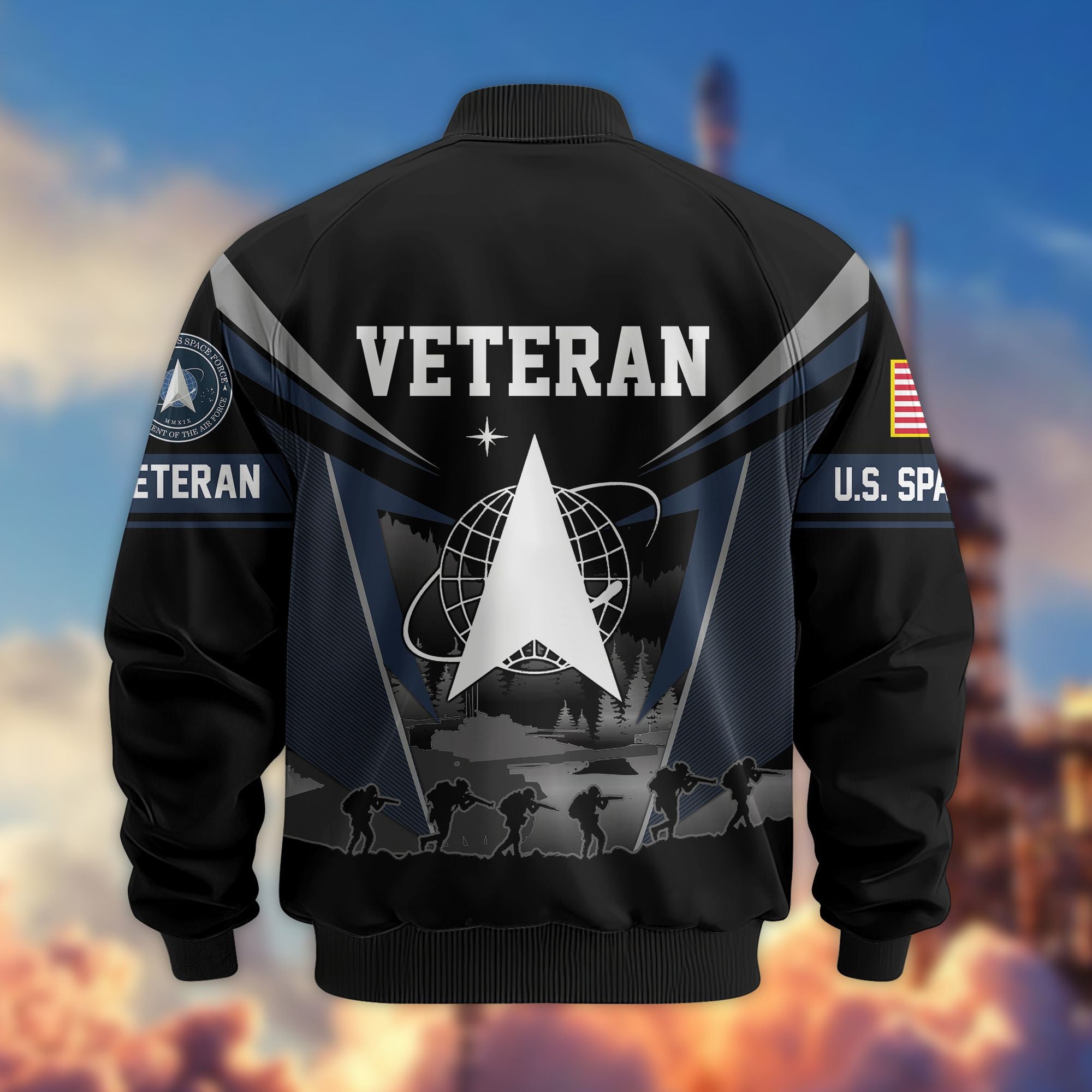 Premium US Veterans Bomber Jacket, Gifts For US Veterans, Gifts On Father's Day, Veterans Day.