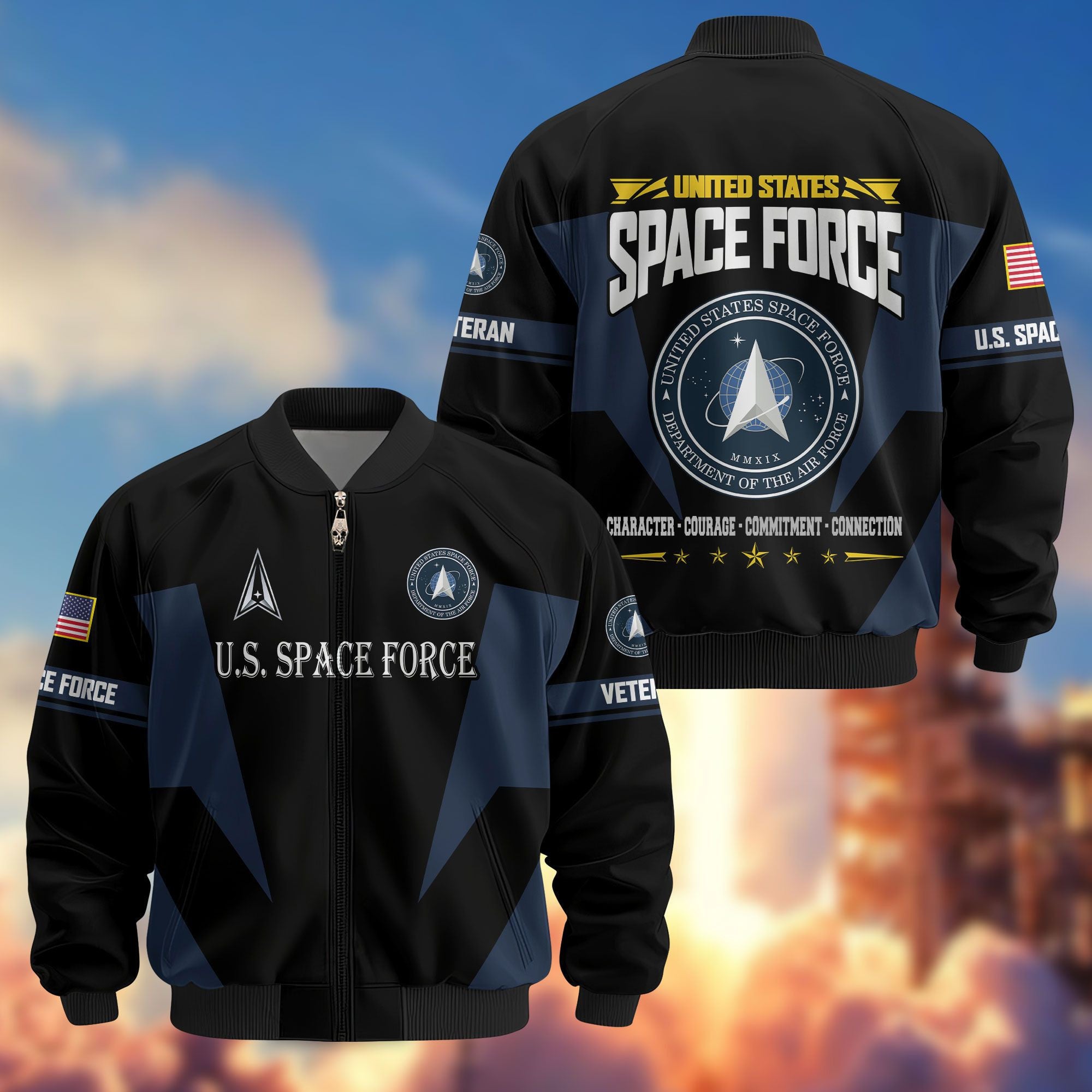 Premium US Veterans Bomber Jacket, Gifts For US Veterans, Gifts On Father's Day, Veterans Day.
