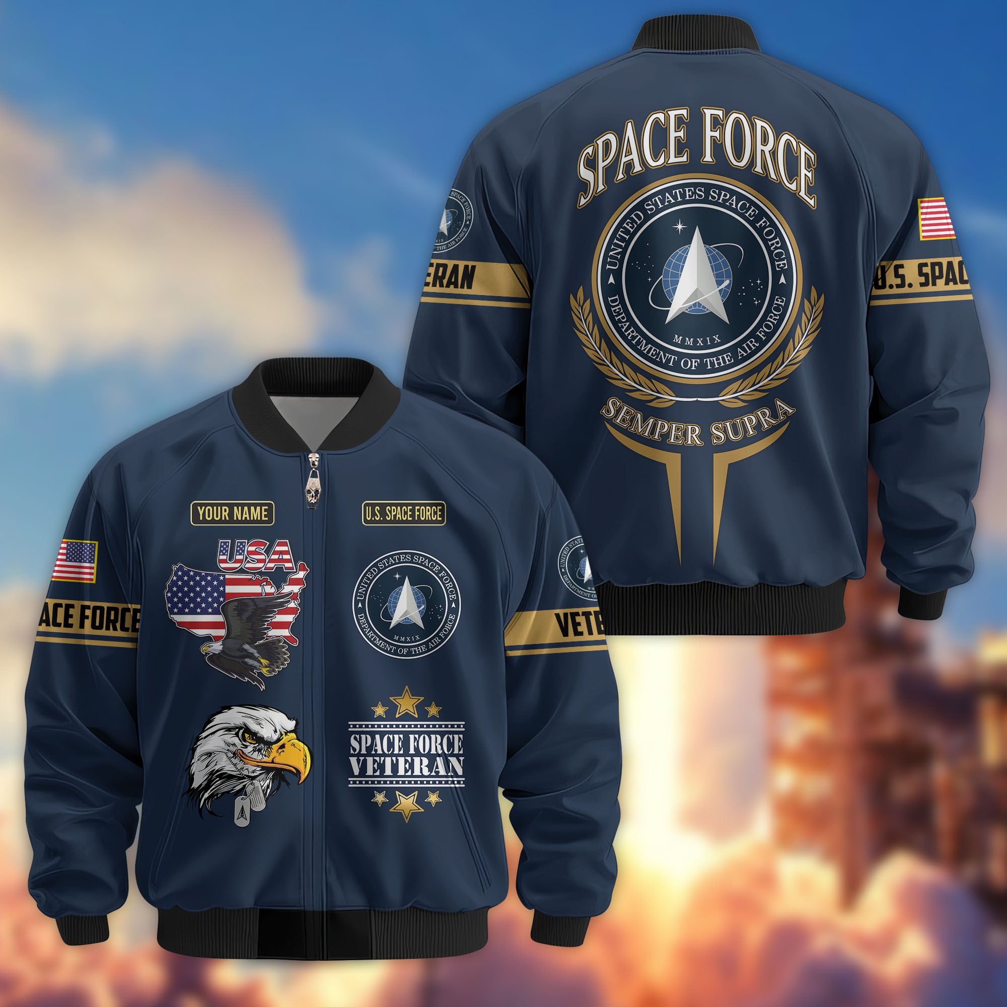 Premium Custom US Veterans Bomber Jacket, Gifts For US Veterans, Gifts On Father's Day, Veterans Day.