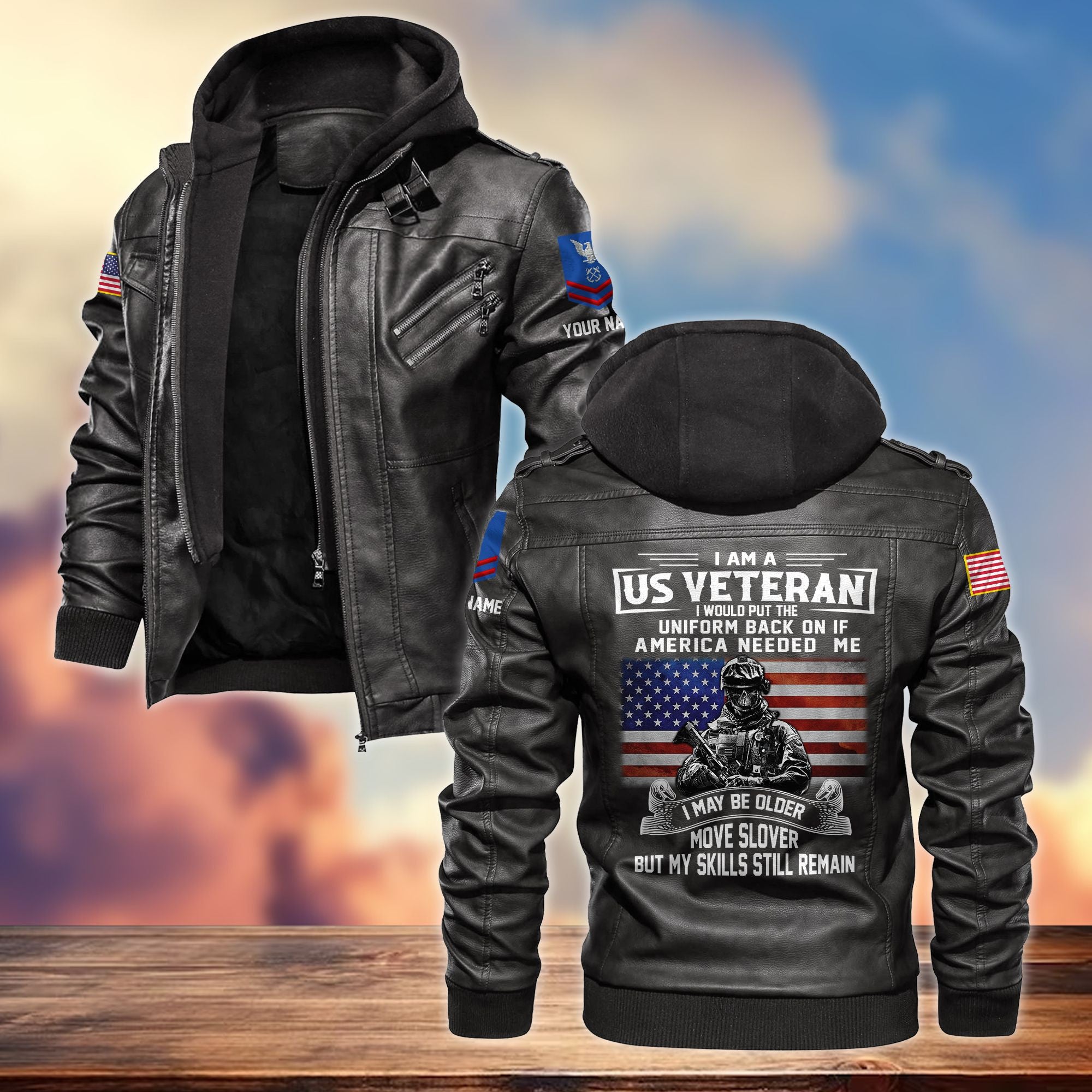 Premium Custom USCG Veteran Leather Jacket, Gifts For Coast Guard Veteran, Gifts On Father's Day, Armed Forces Day, Veterans Day.