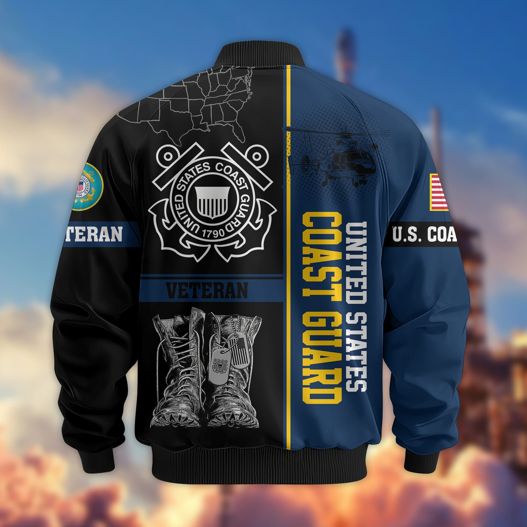 Premium US Veterans Bomber Jacket, Gifts For US Veterans, Gifts On Father's Day, Veterans Day.