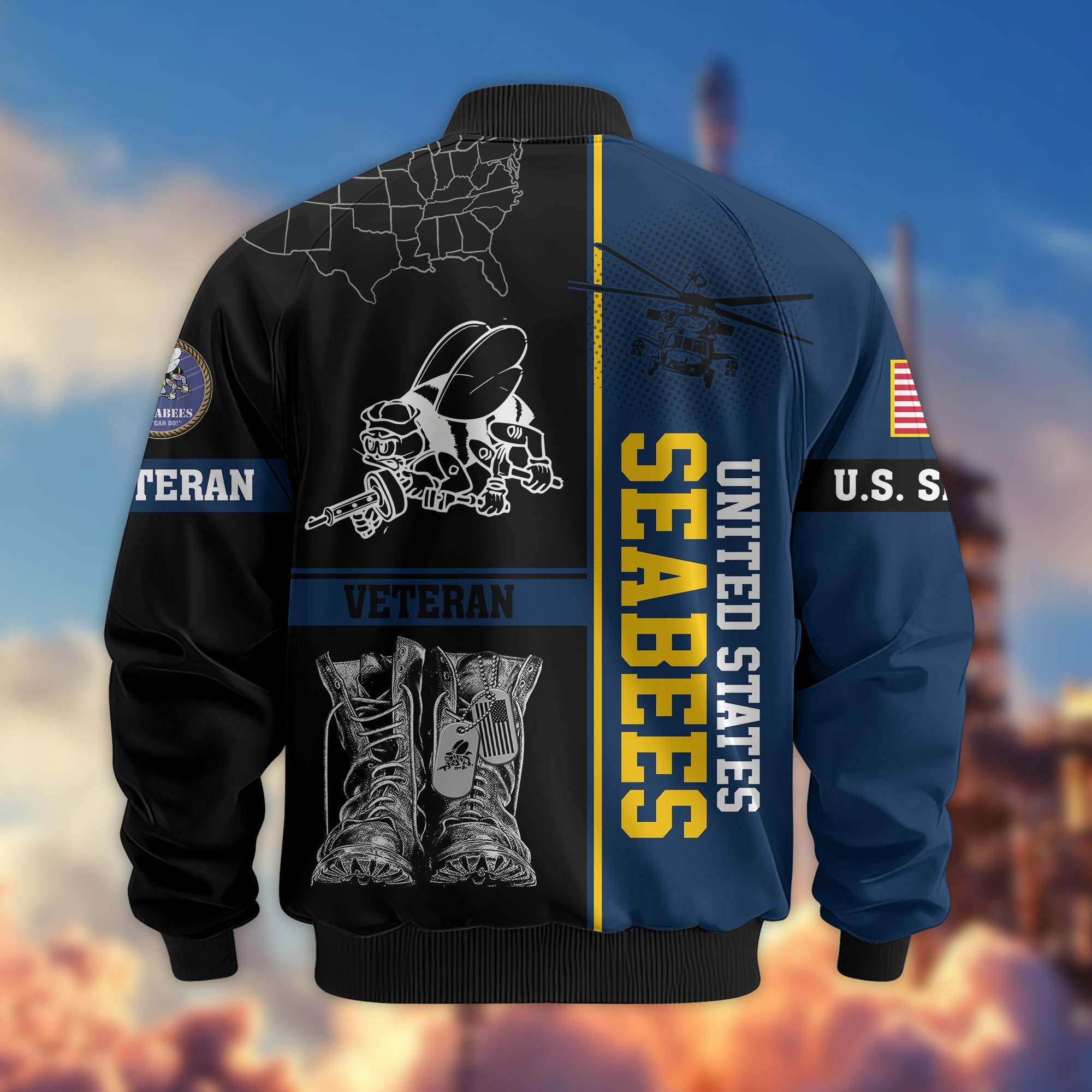 Premium US Veterans Bomber Jacket, Gifts For US Veterans, Gifts On Father's Day, Veterans Day.