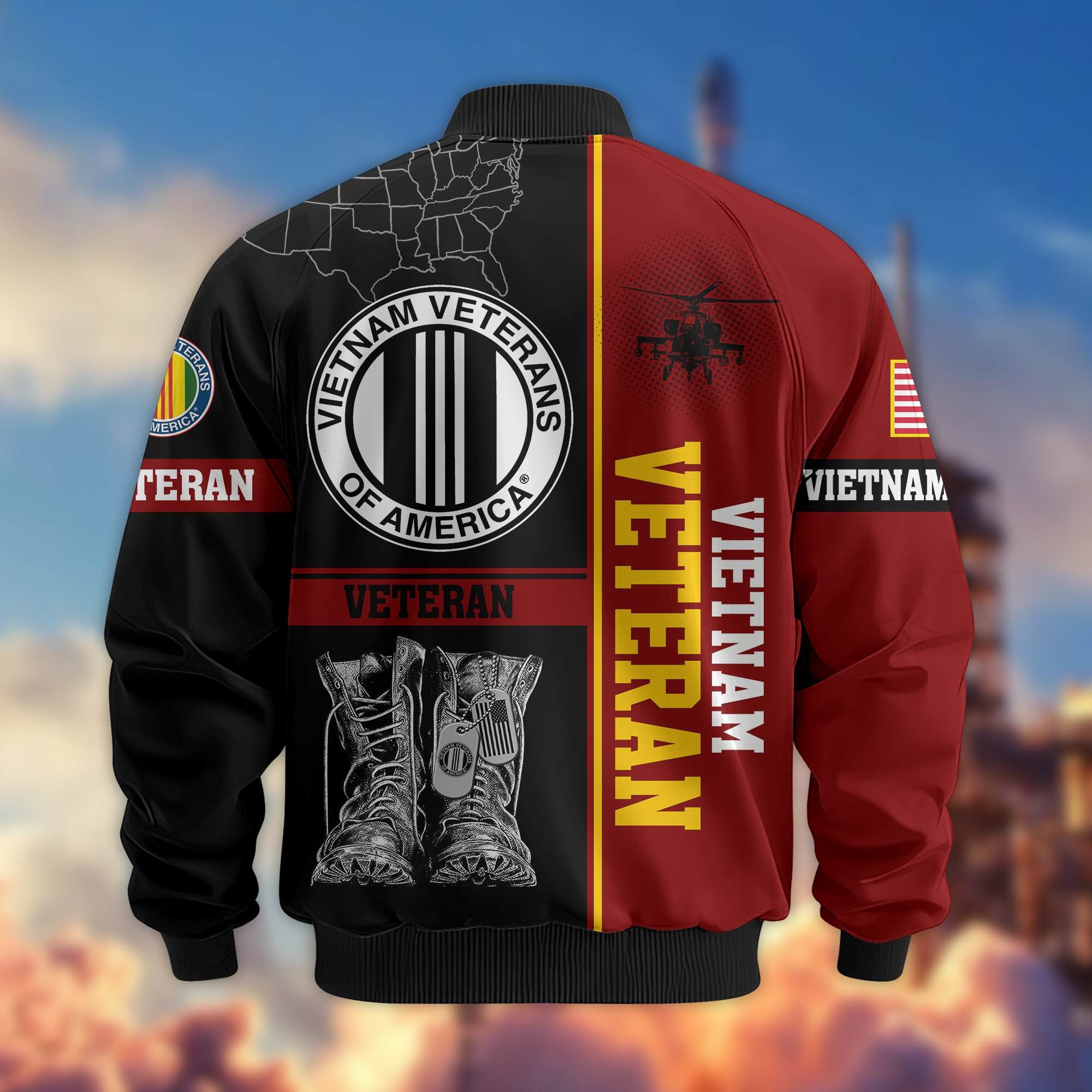 Premium US Veterans Bomber Jacket, Gifts For US Veterans, Gifts On Father's Day, Veterans Day.