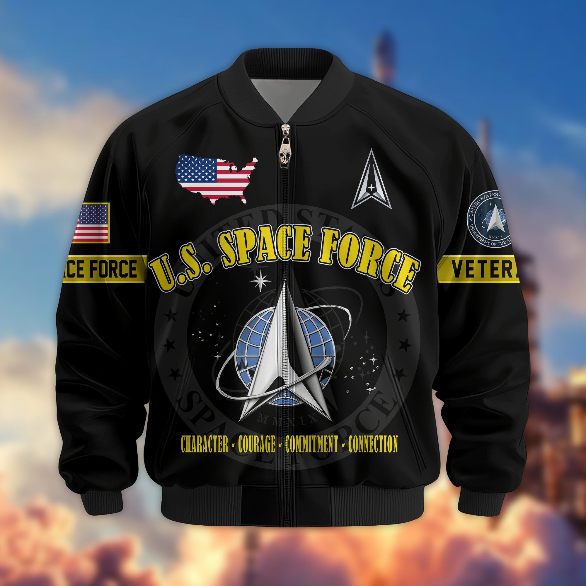 Premium US Veterans Bomber Jacket, Gifts For US Veterans, Gifts On Father's Day, Veterans Day.