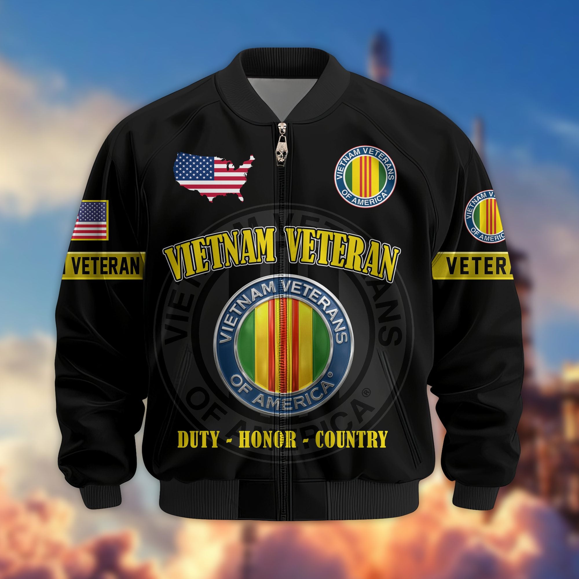 Premium US Veterans Bomber Jacket, Gifts For US Veterans, Gifts On Father's Day, Veterans Day.