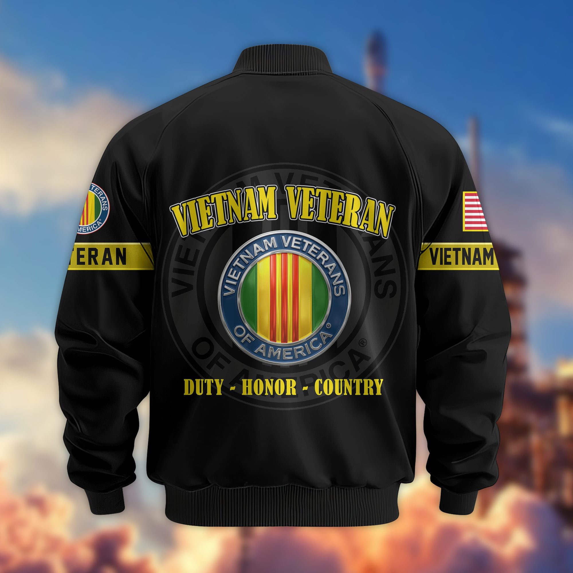Premium US Veterans Bomber Jacket, Gifts For US Veterans, Gifts On Father's Day, Veterans Day.